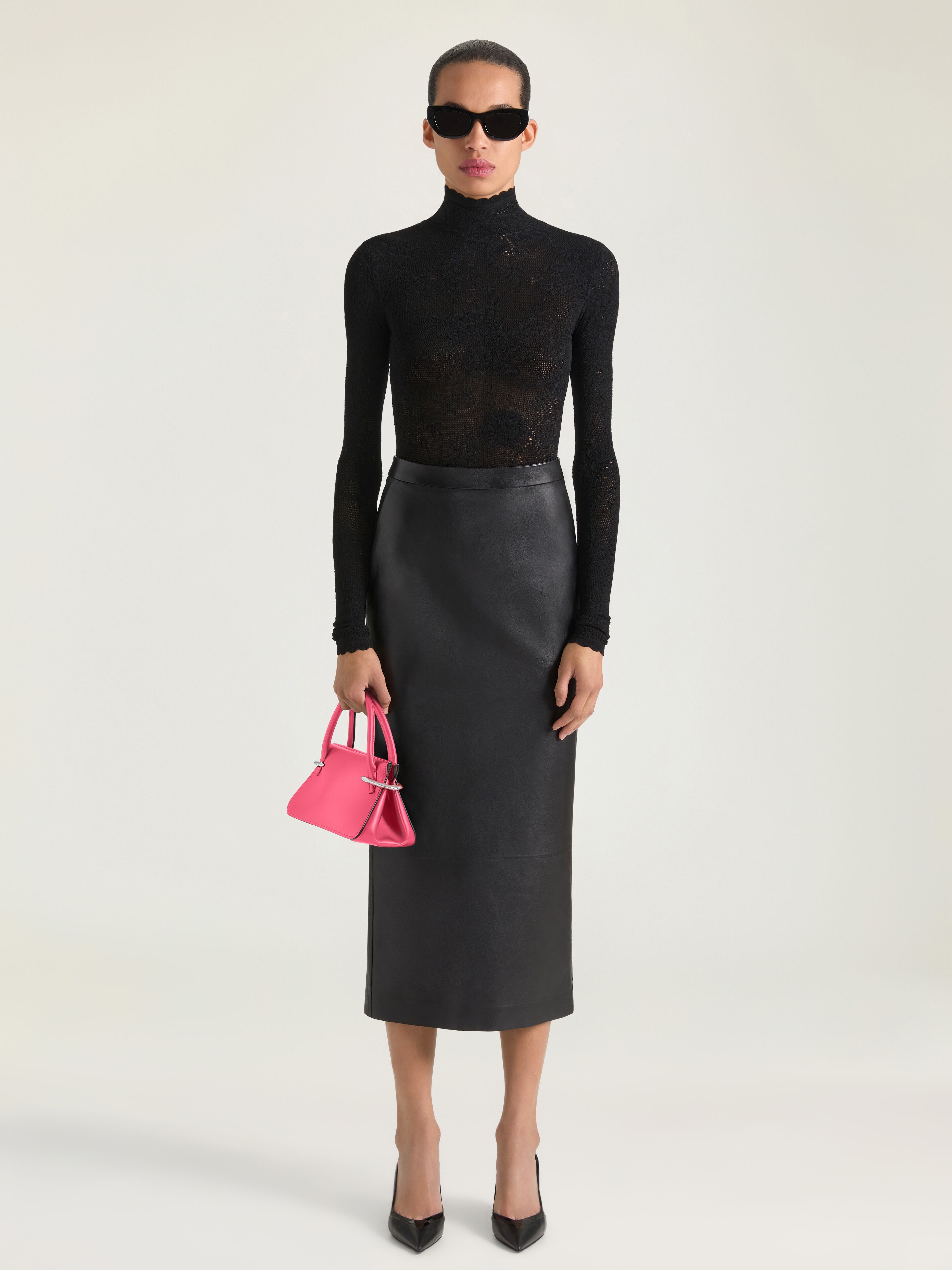 Mini Pinch bag in leather in - bright peach - BB515JB2DE-814