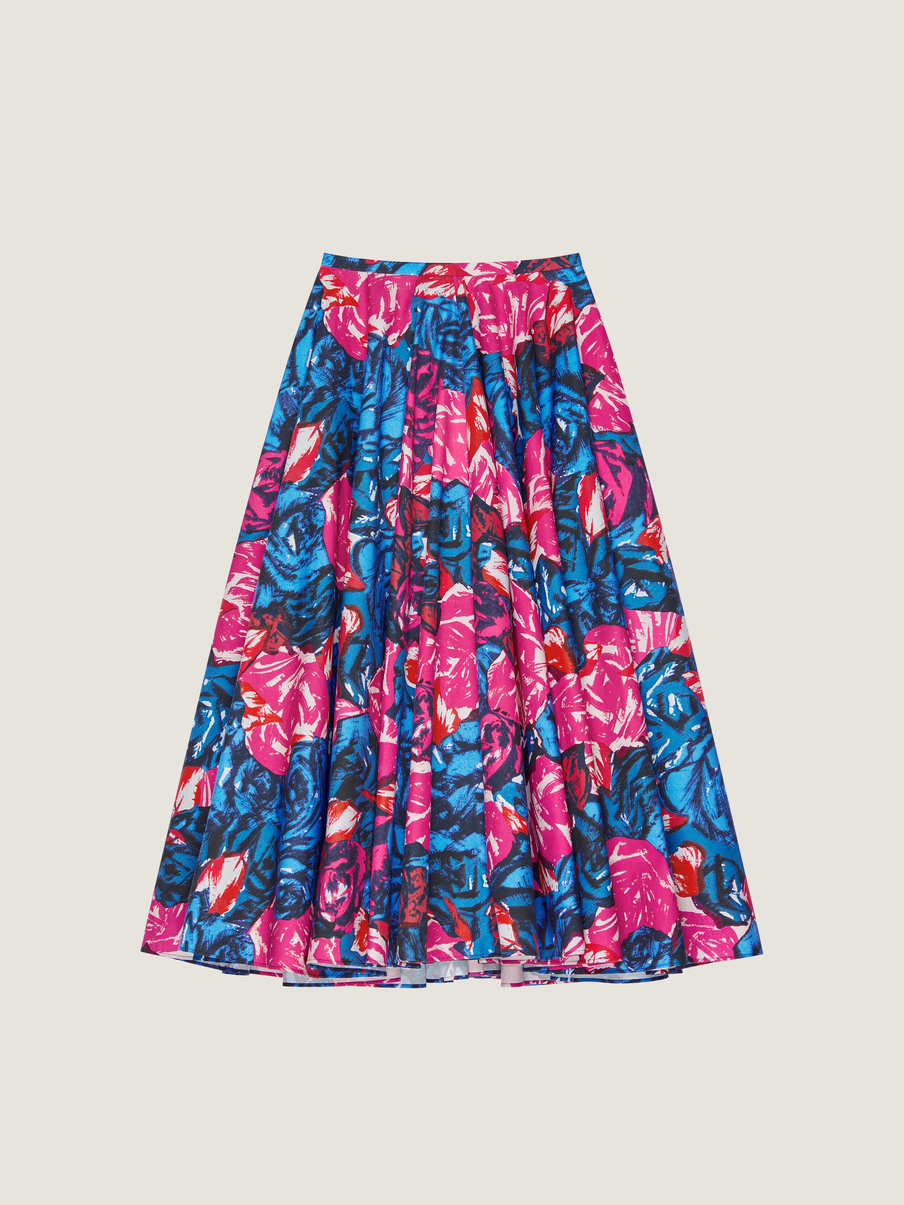 Givenchy Long Circular Skirt In Poplin With Floral Print In Multi