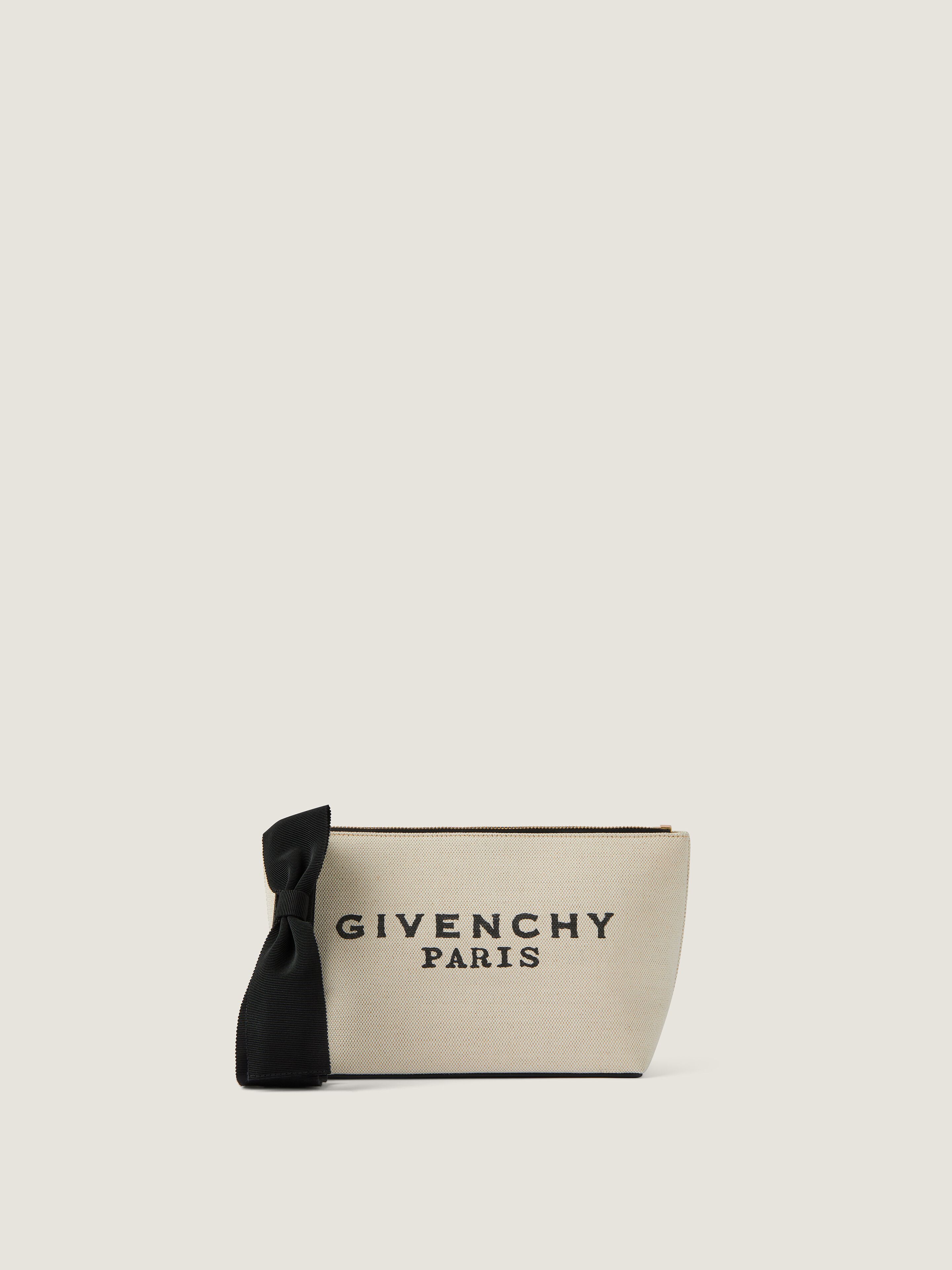 Small GIVENCHY pouch in canvas with bow in - beige/black