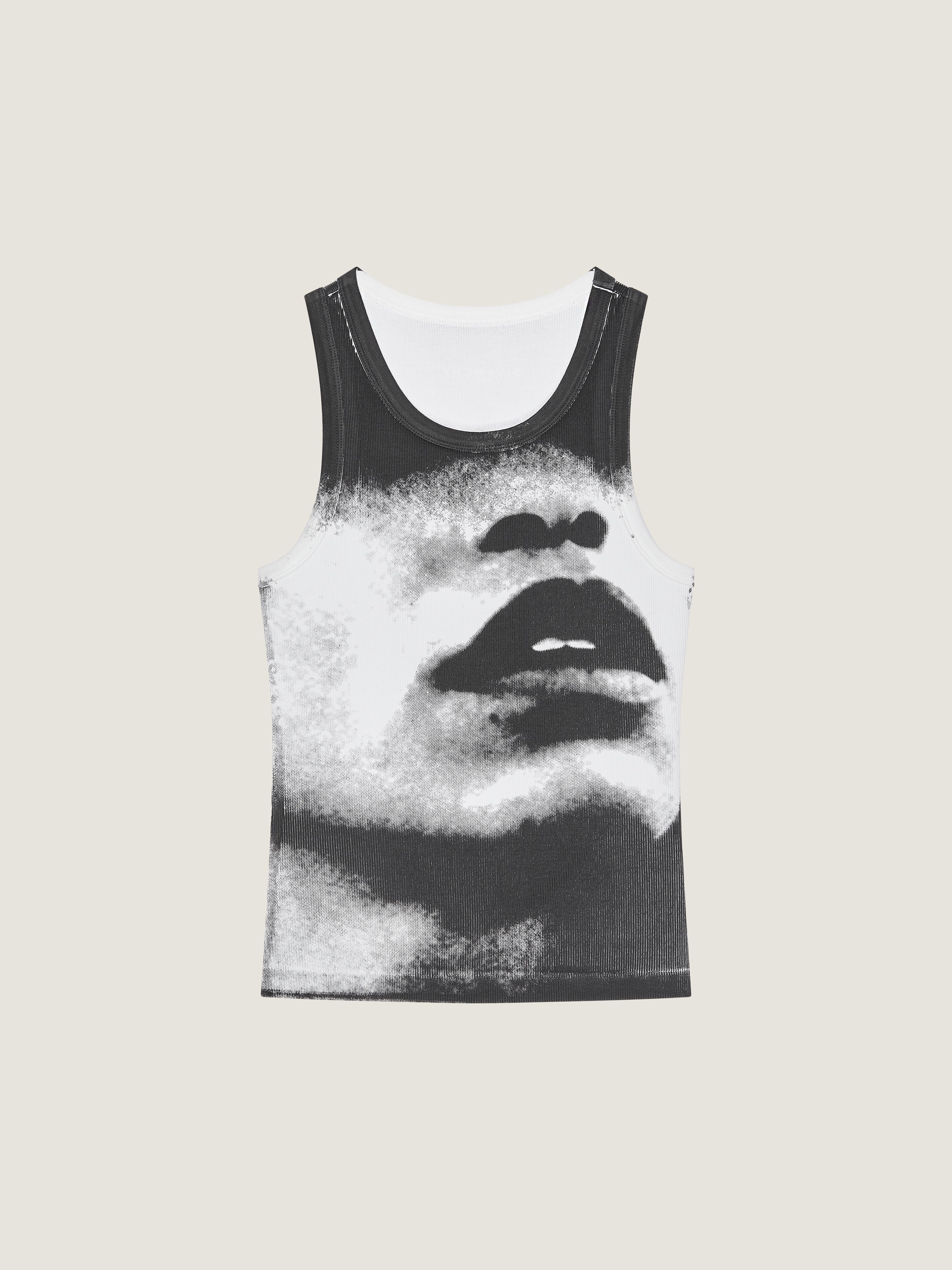 Givenchy Slim Fit Tank Top In Cotton With Portrait Print In Multi
