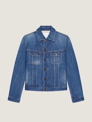 Blouson en denim bleu moyen