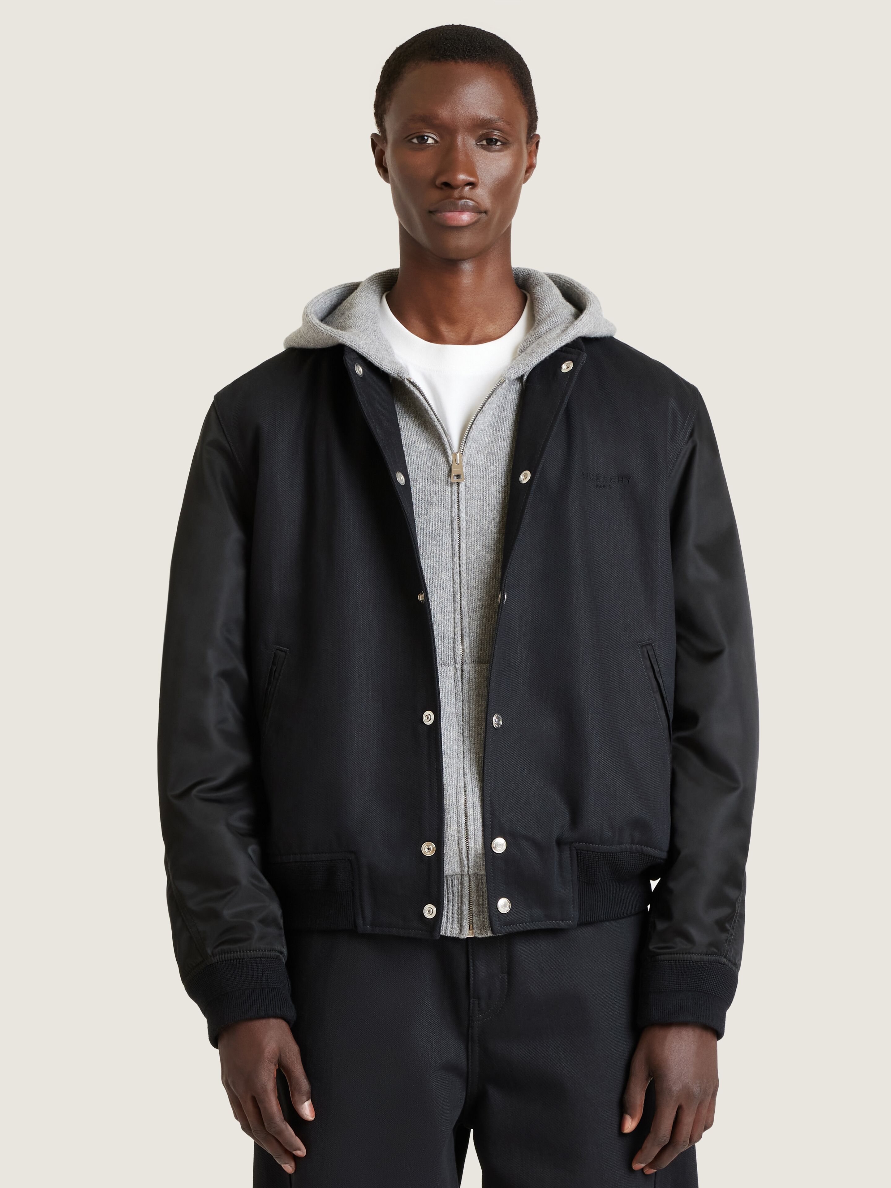 Mix material blouson with Givenchy Paris embroidery | Givenchy US