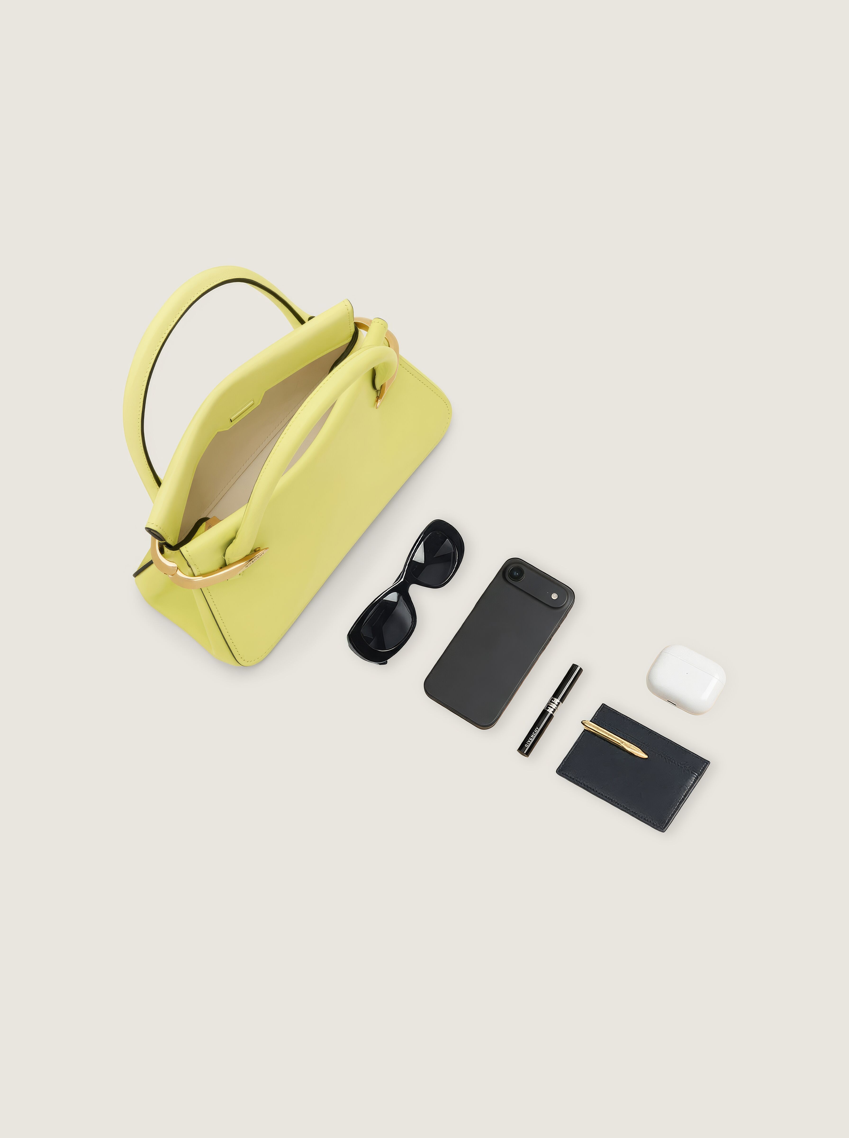 Mini Pinch bag in leather in - acid yellow - BB515JB2CN-725