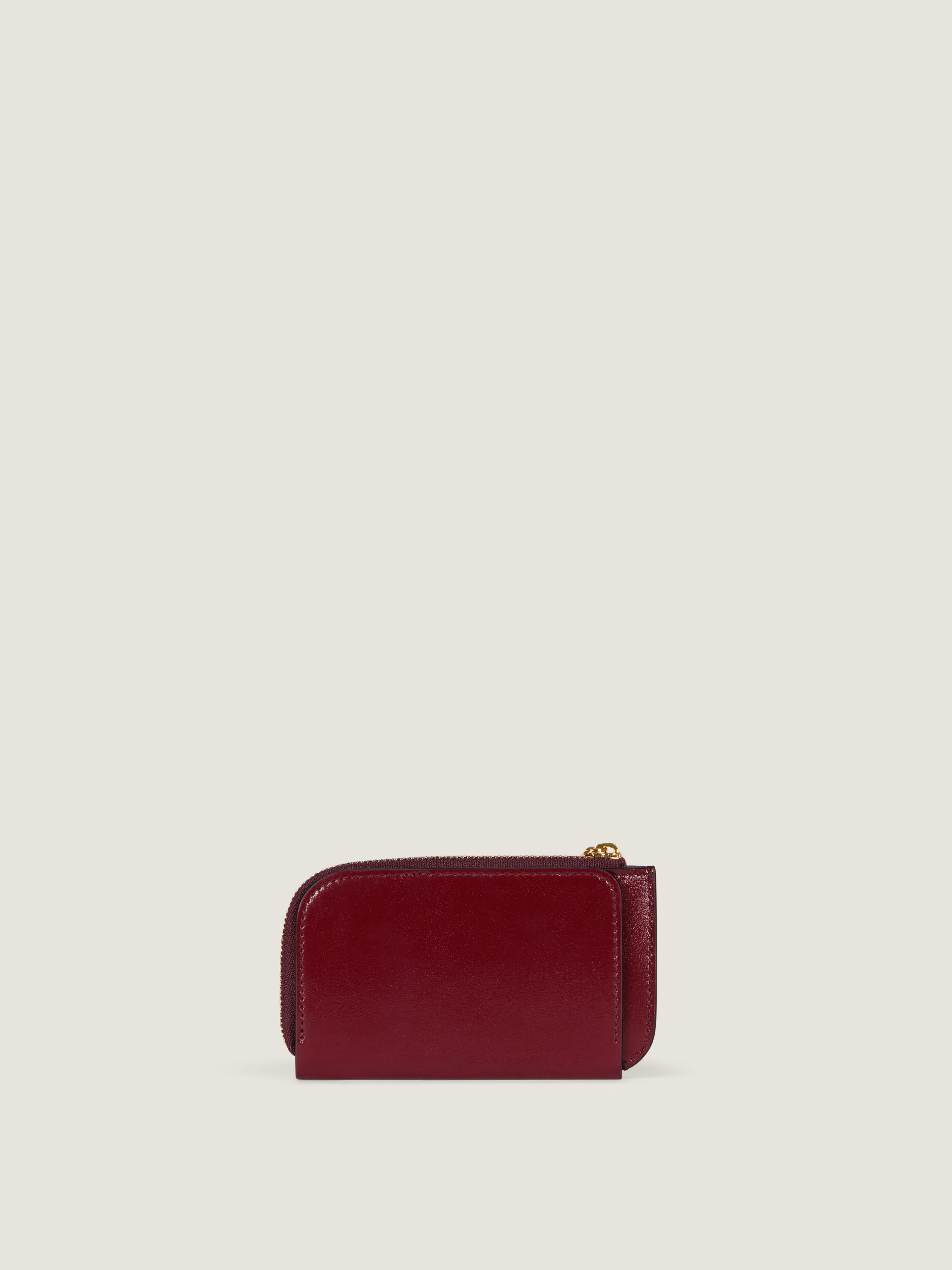 Lucky Charms zipped card holder in Box leather in - aubergine