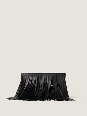 Pinch Soft clutch in nappa leather with fringes
