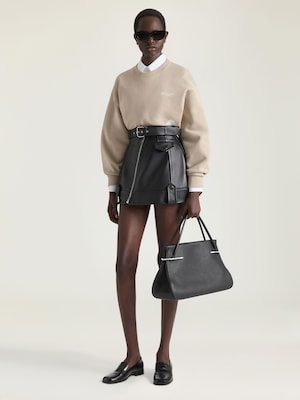 Large Pinch bag in grained leather