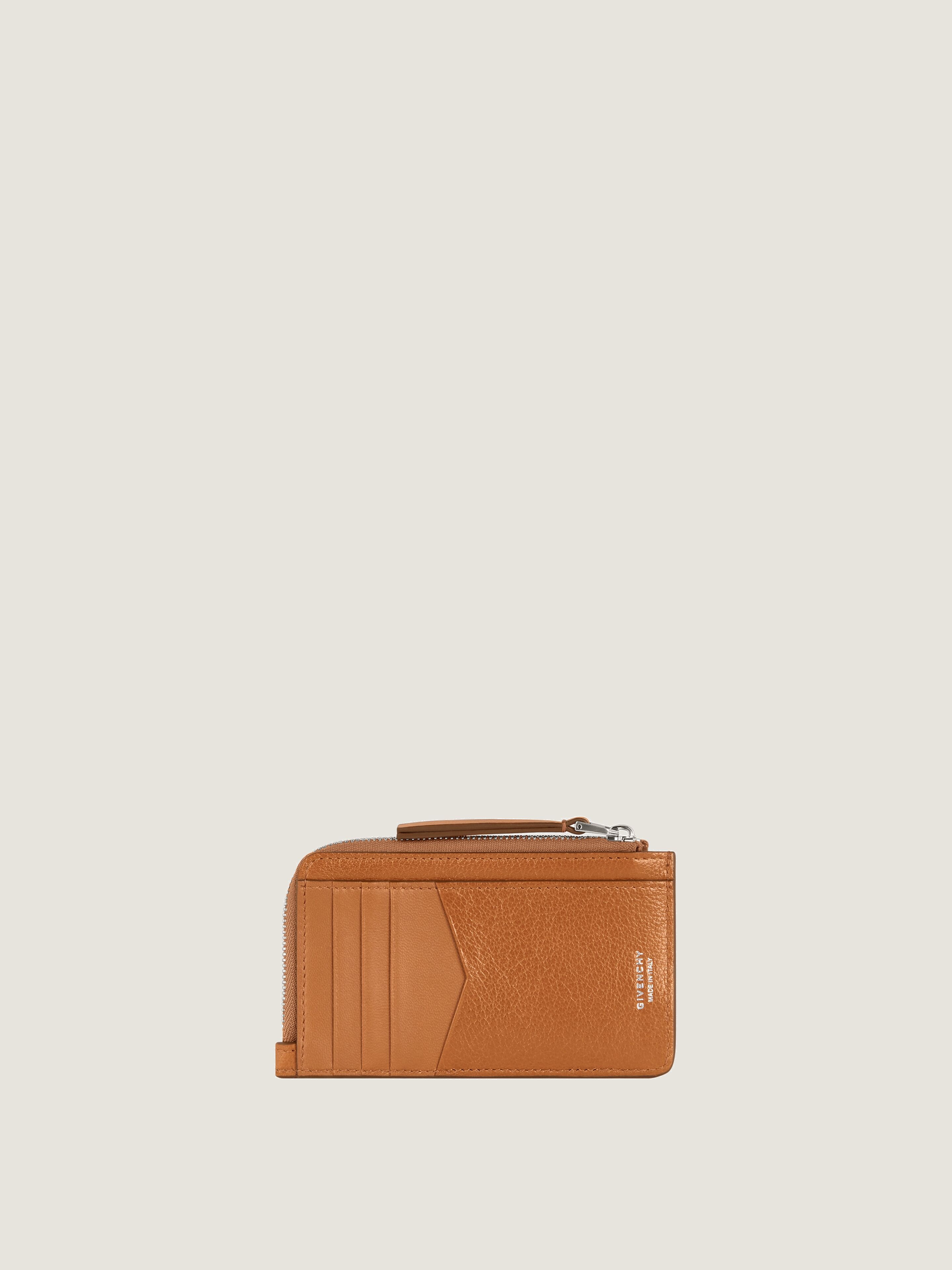 Voyou zipped card holder in leather in - soft tan | Givenchy US