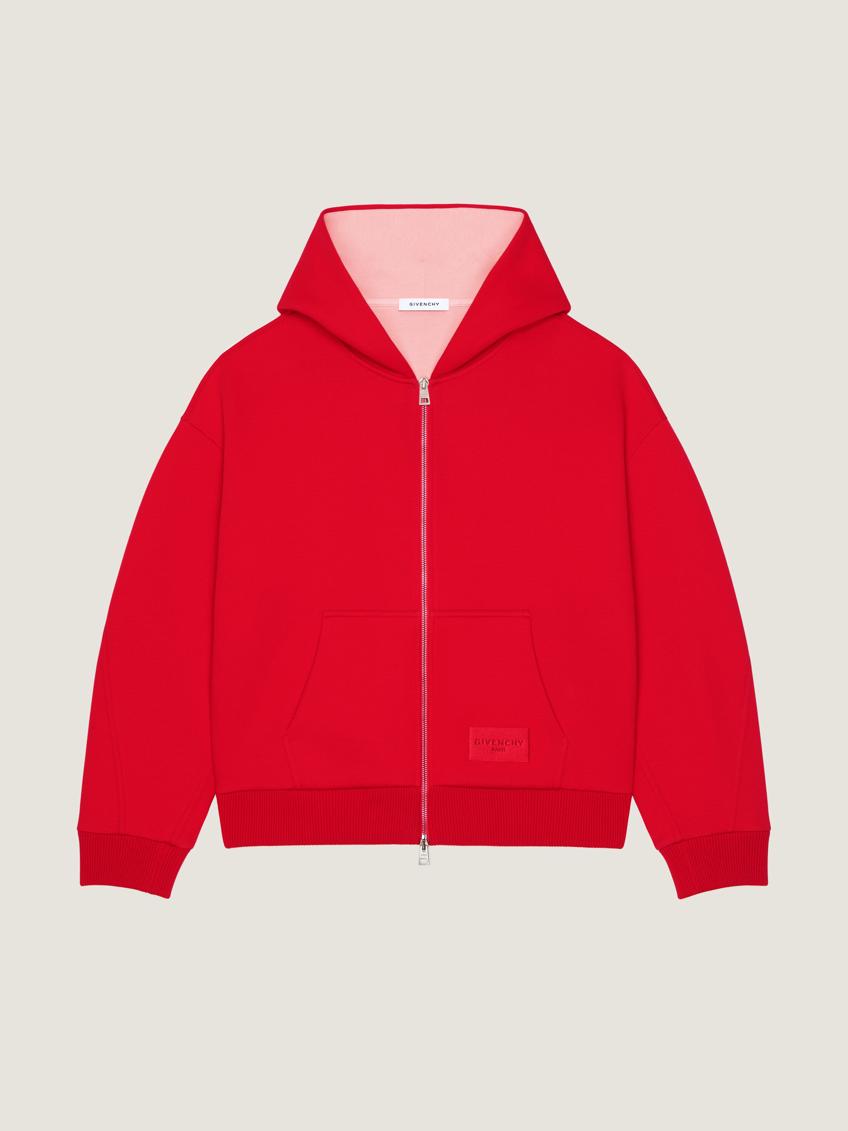 90s GIVENCHY ベロア　ジップパーカー　リバーシブル　シルク Couture Seam zipped hoodie in scuba in - red/pink - BMJ0P53YSY-623