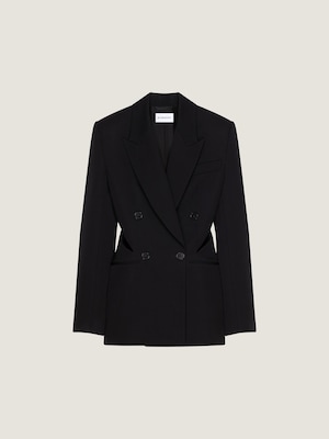 Veste double boutonnage à découpes en laine