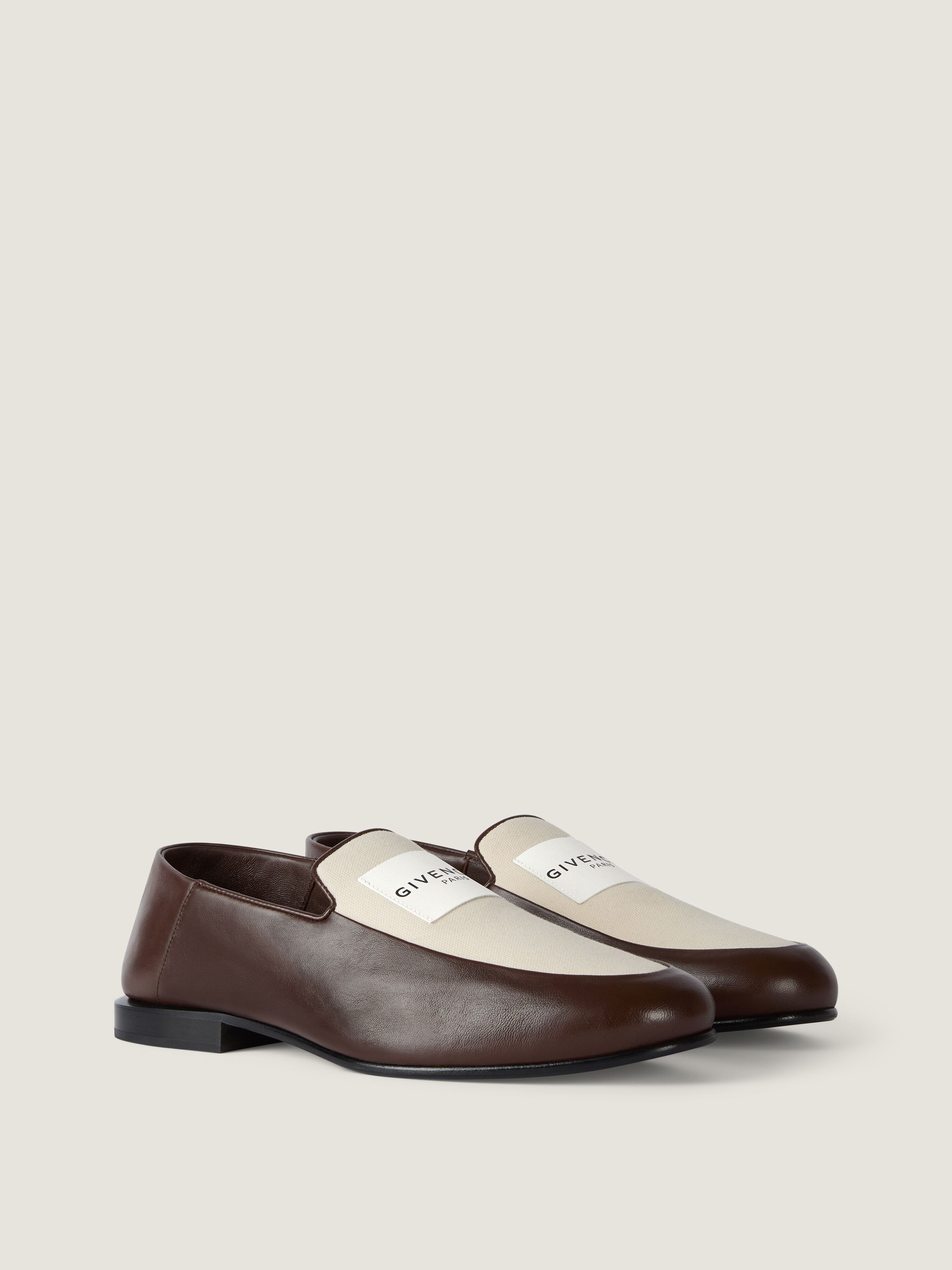 【GRANCY】l Plate Leather Shoes Label loafers in shiny leather and canvas in - natural/brown