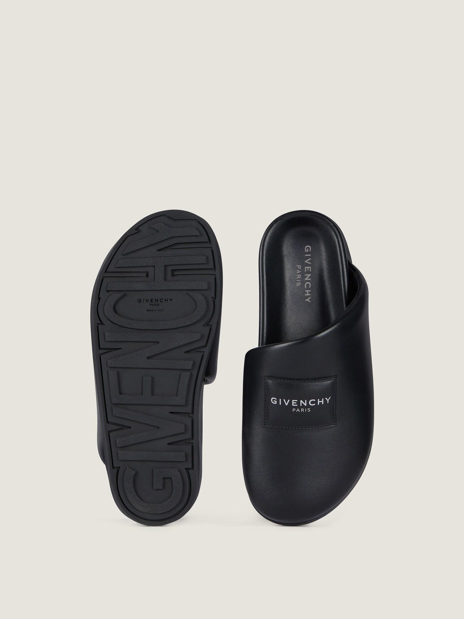 Label flat mules in nappa leather in - black - BE30AKE2GB-001 
