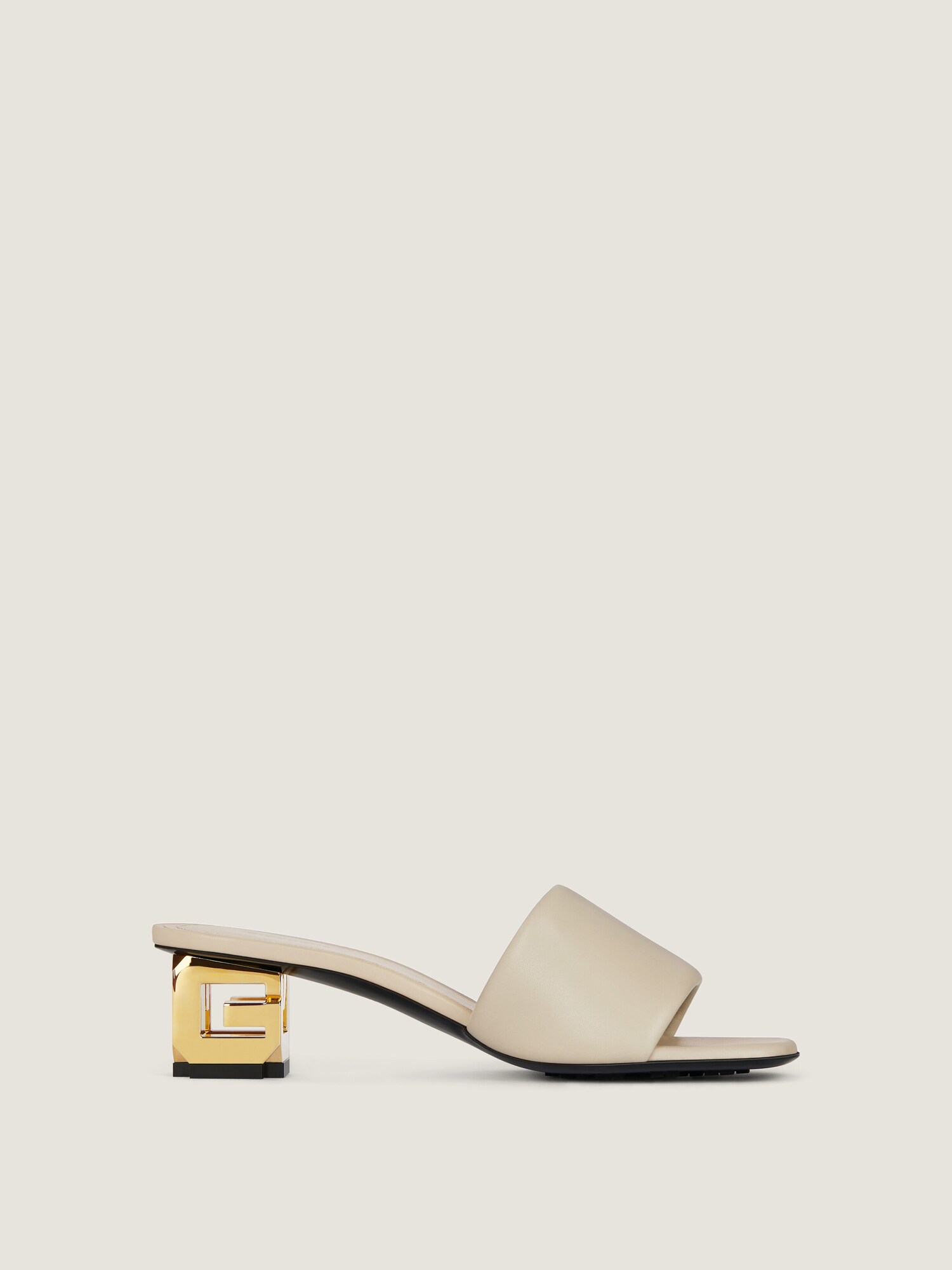G Cube heeled mules in leather in natural beige Givenchy DE - Main Image
