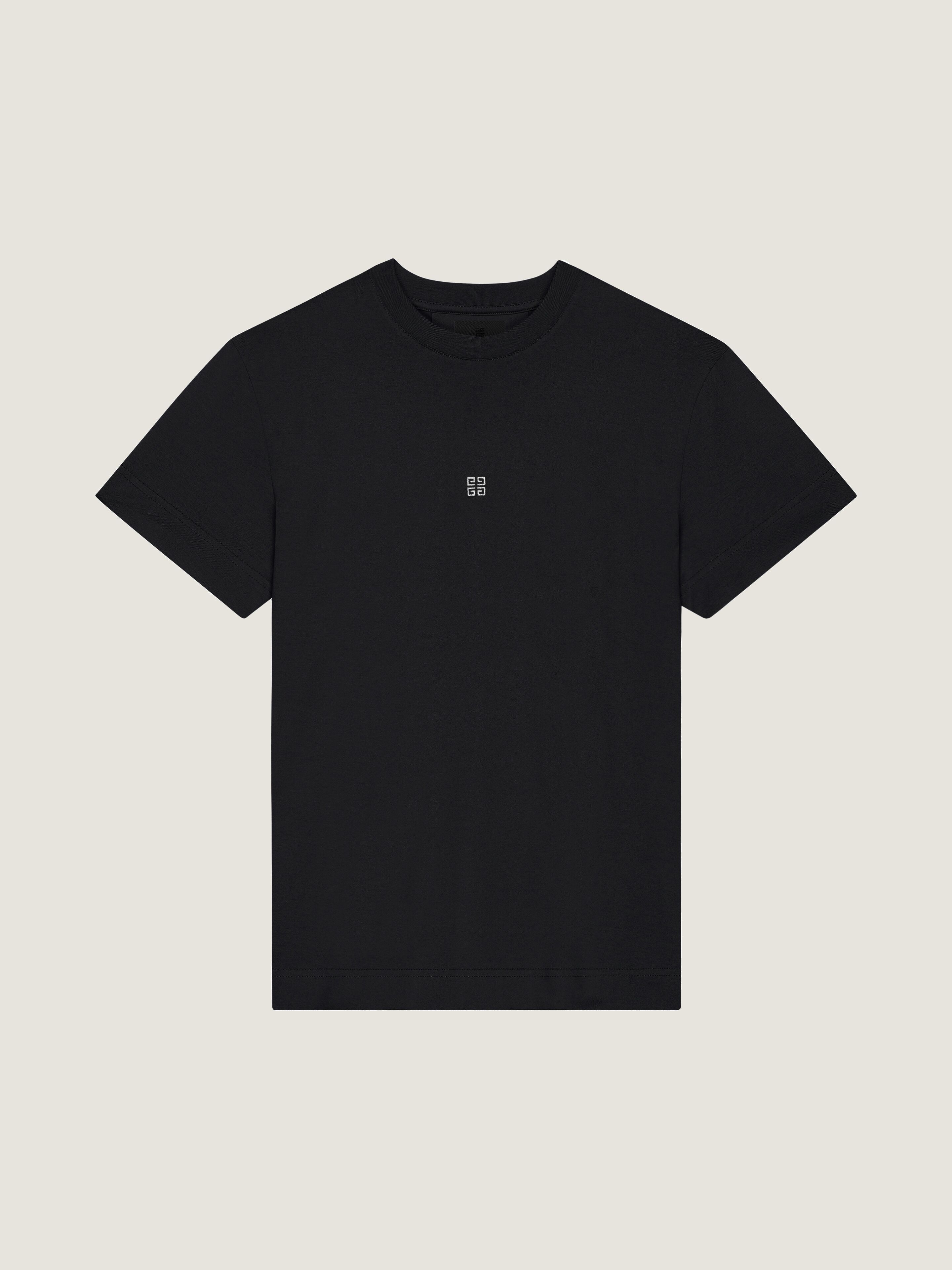 Slim fit t-shirt in cotton with 4G detail in - black/silvery