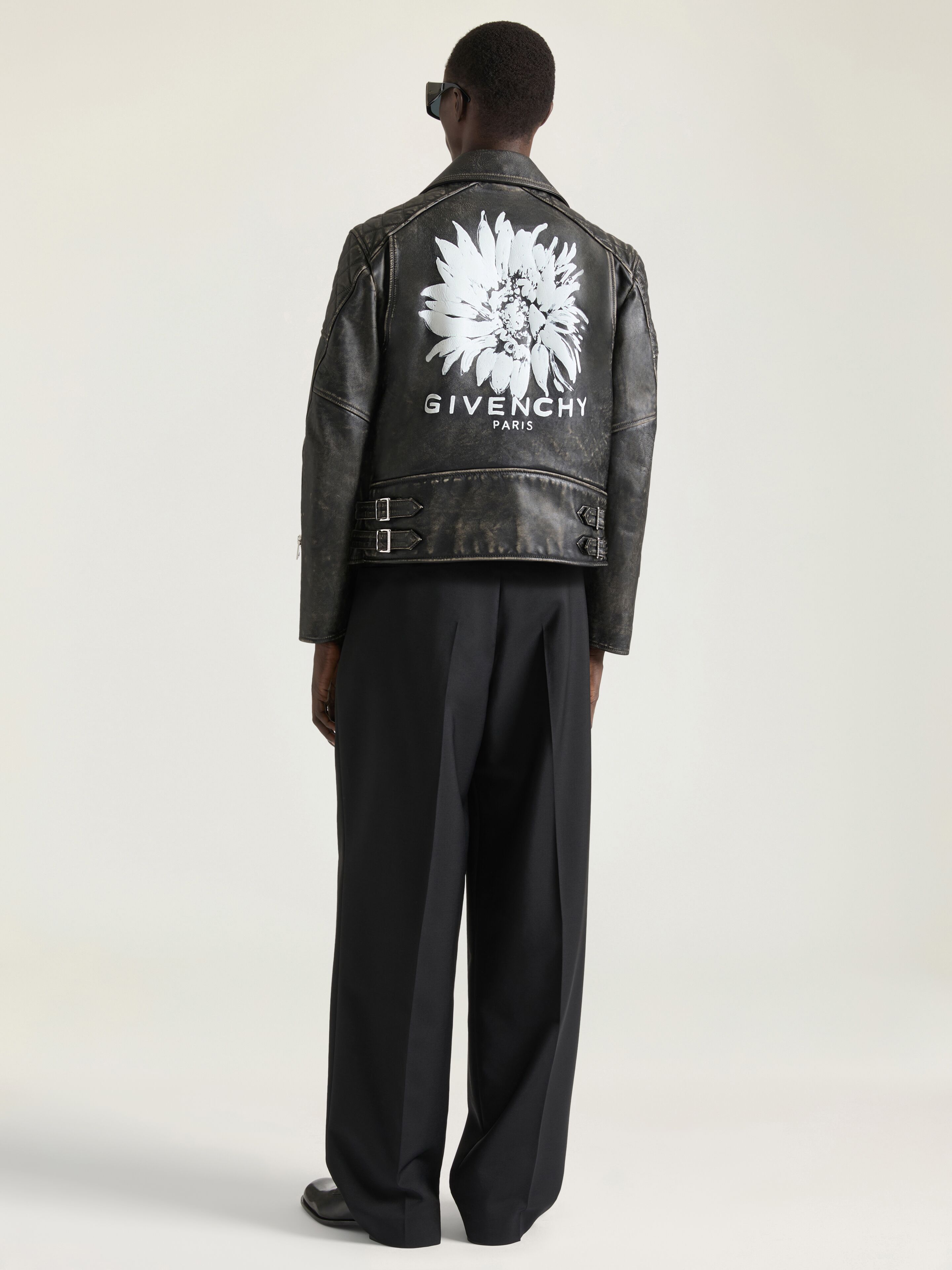 レザー サンフラワープリント ジップ バイカーブルゾン | Givenchy JP