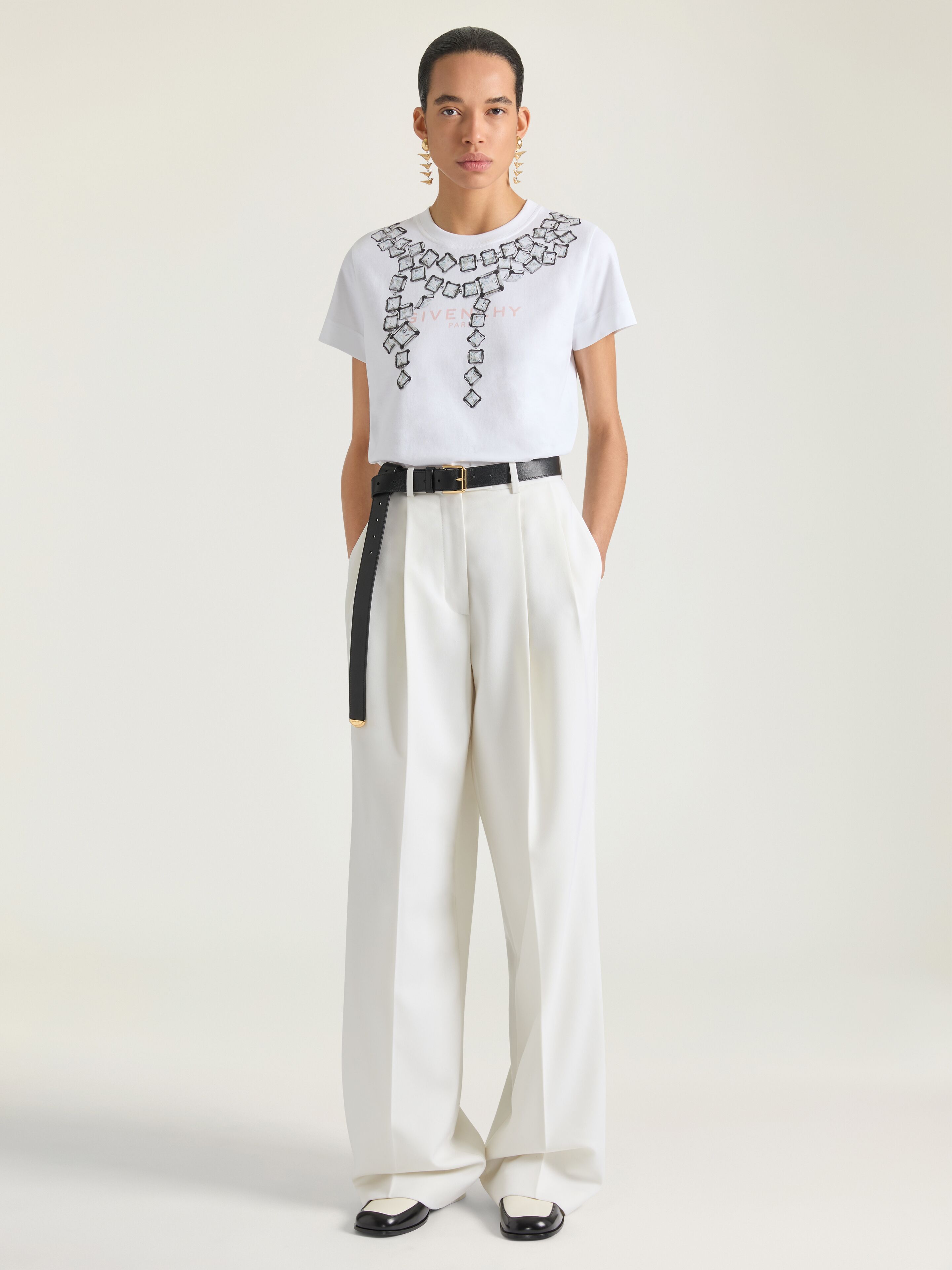 T-shirt in cotton with Deconstructed Crystals print in - white