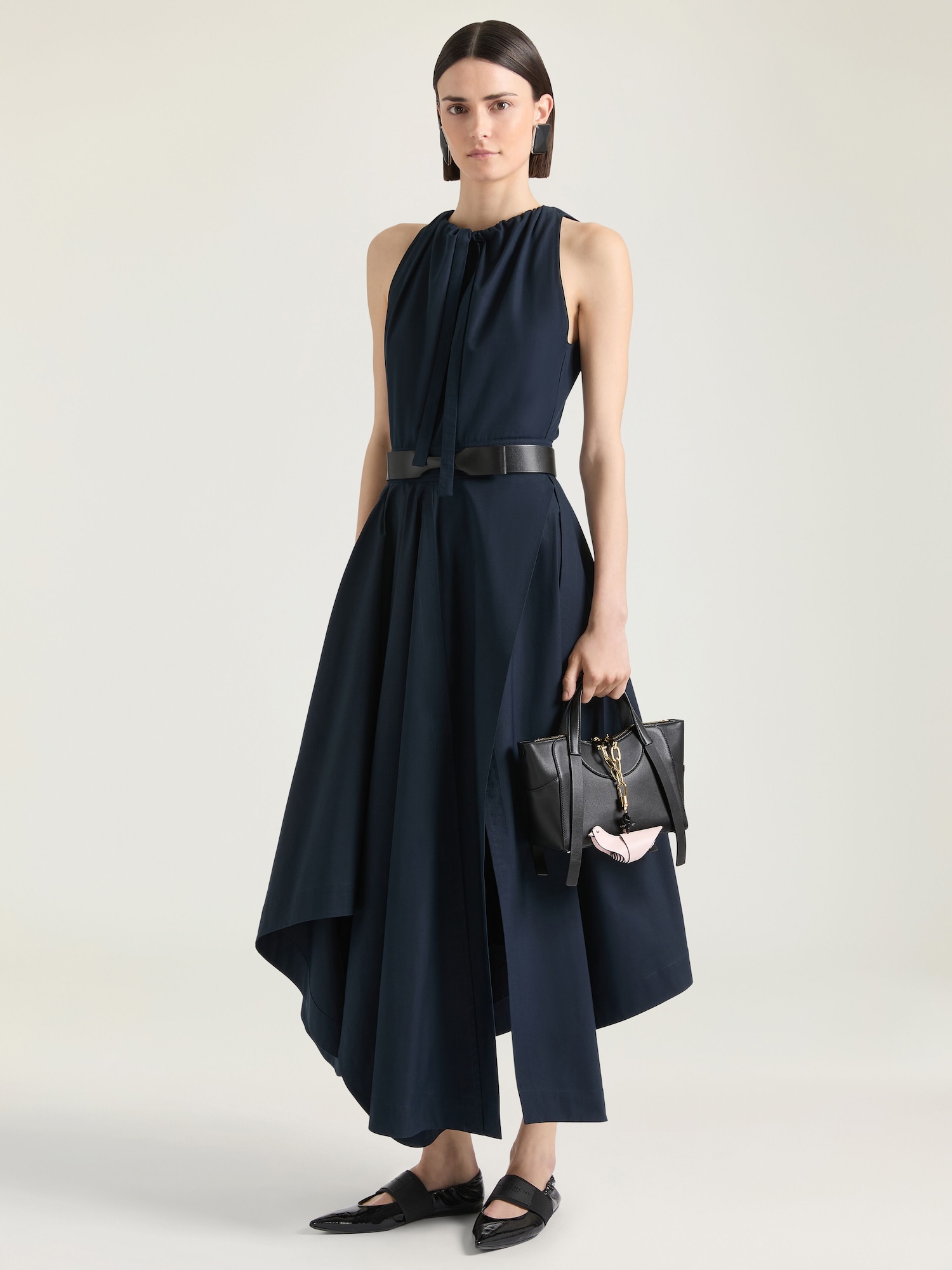 asymmetric poplin dress Soho Evening Asymmetrical Poplin Maxi Dress M / Black main image 1