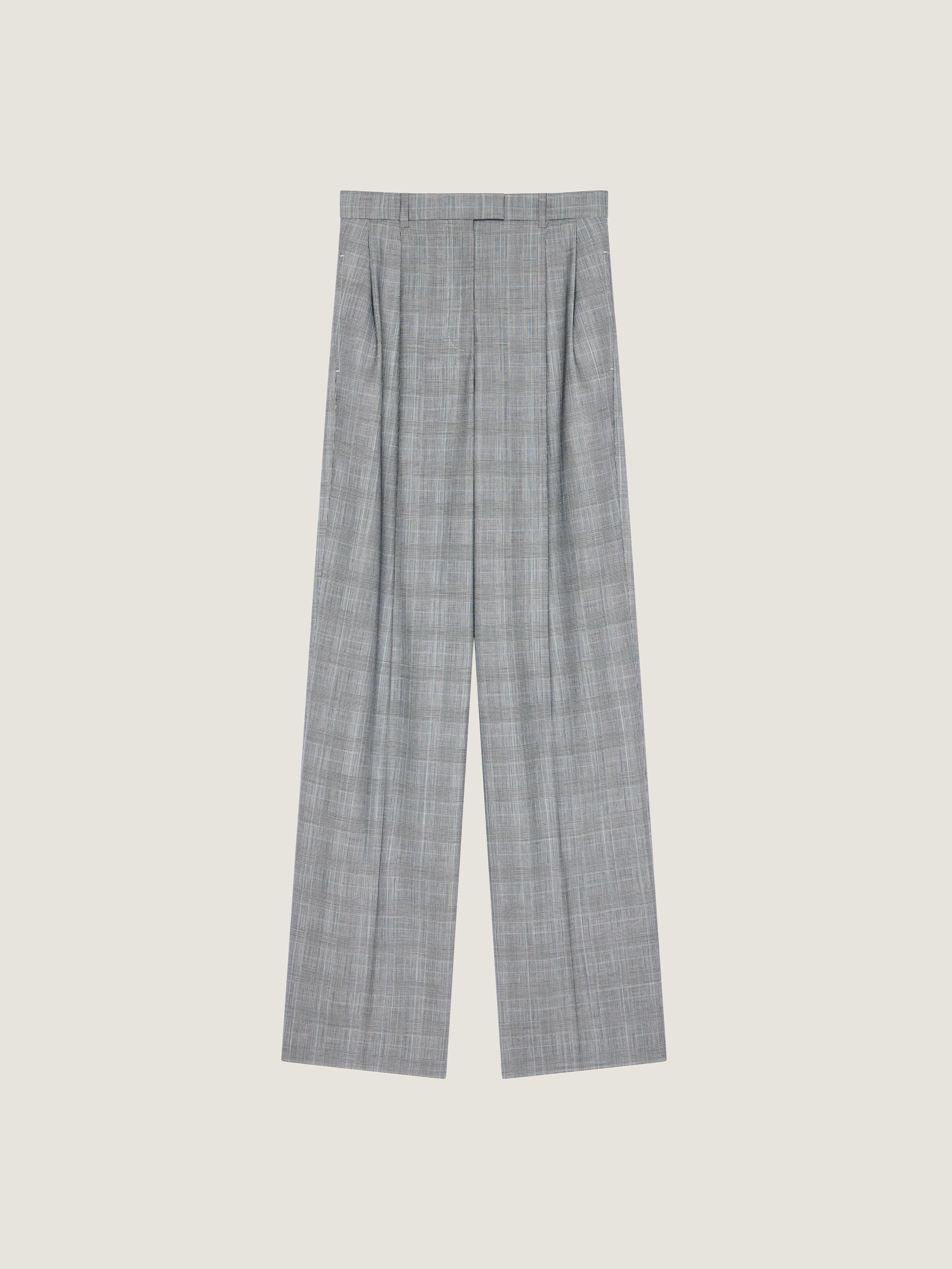 Givenchy Pantalon Double Plis À Carreaux En Laine In Gris/noir