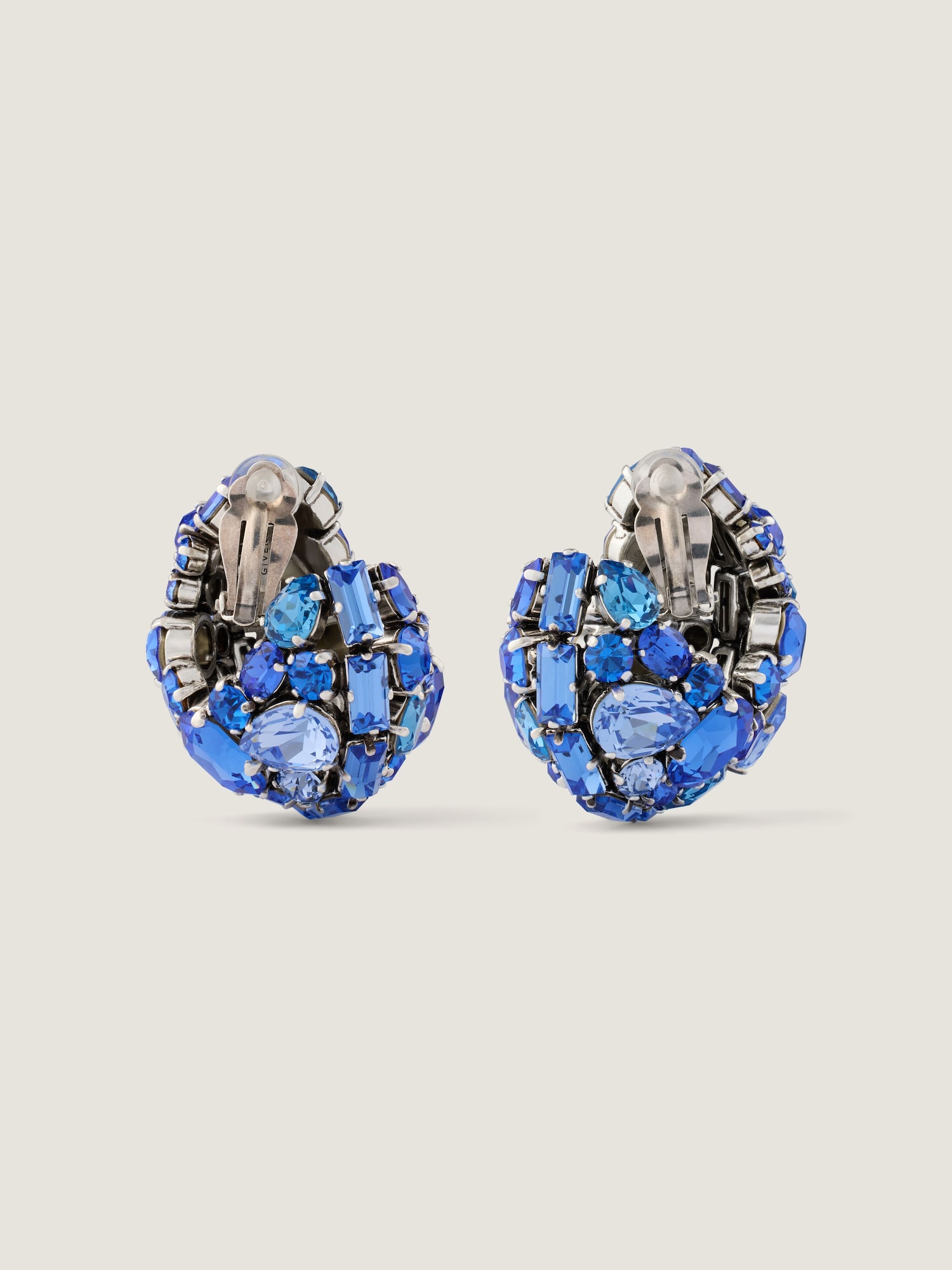 Bold Crystals clip earrings in metal and crystals in - blue 