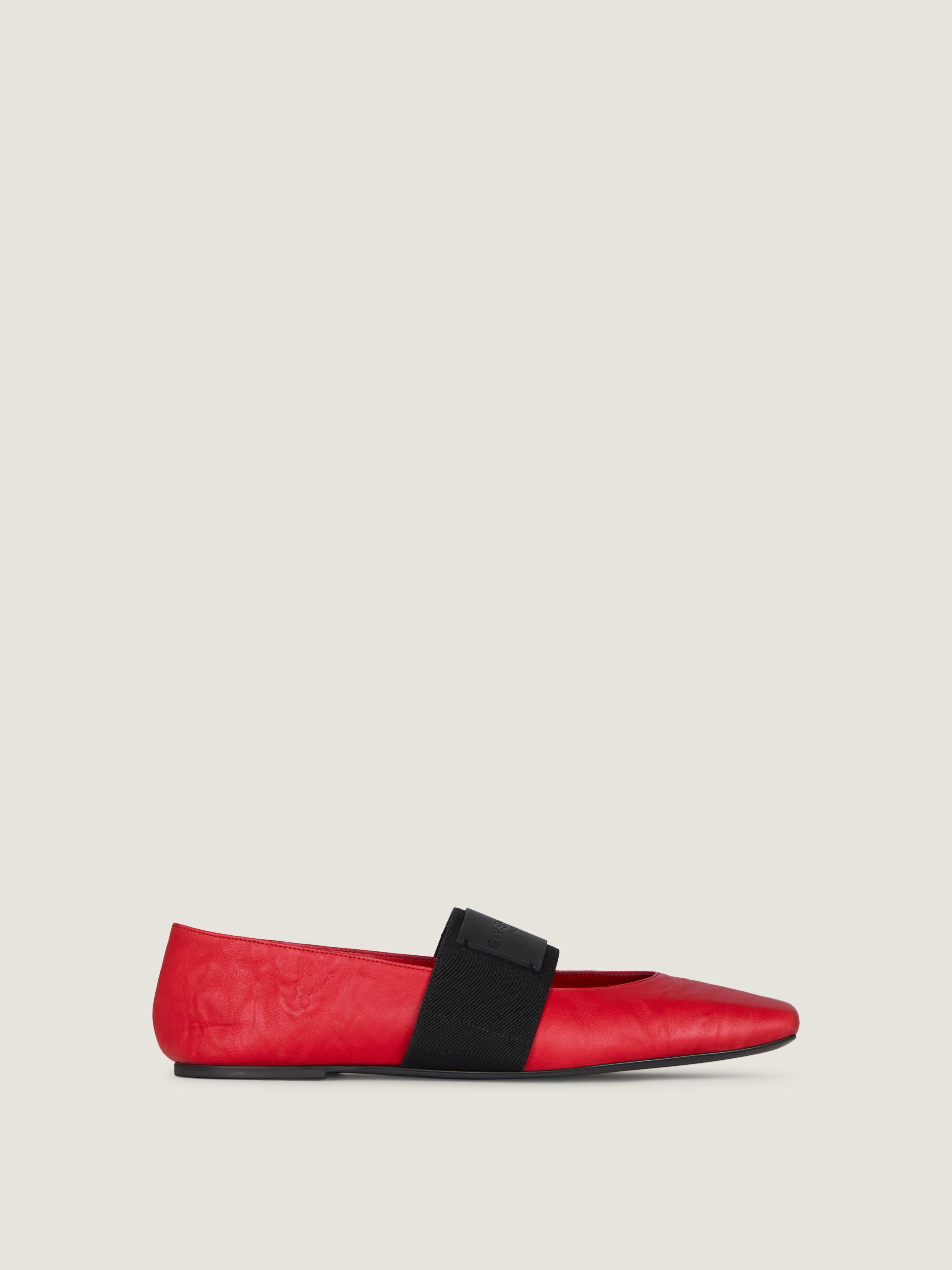 Givenchy Sliced Square Ballerinas In Textured-effect Leather In Red