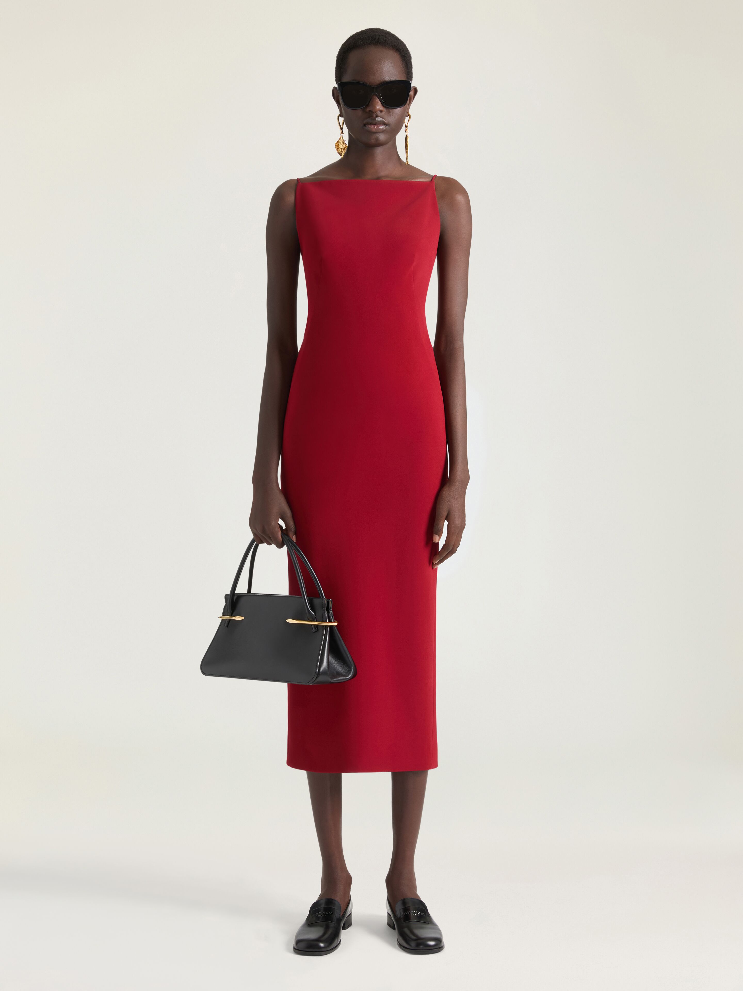 Sliced midi dress in crepe cady in - dark red - BW22F9164K-601