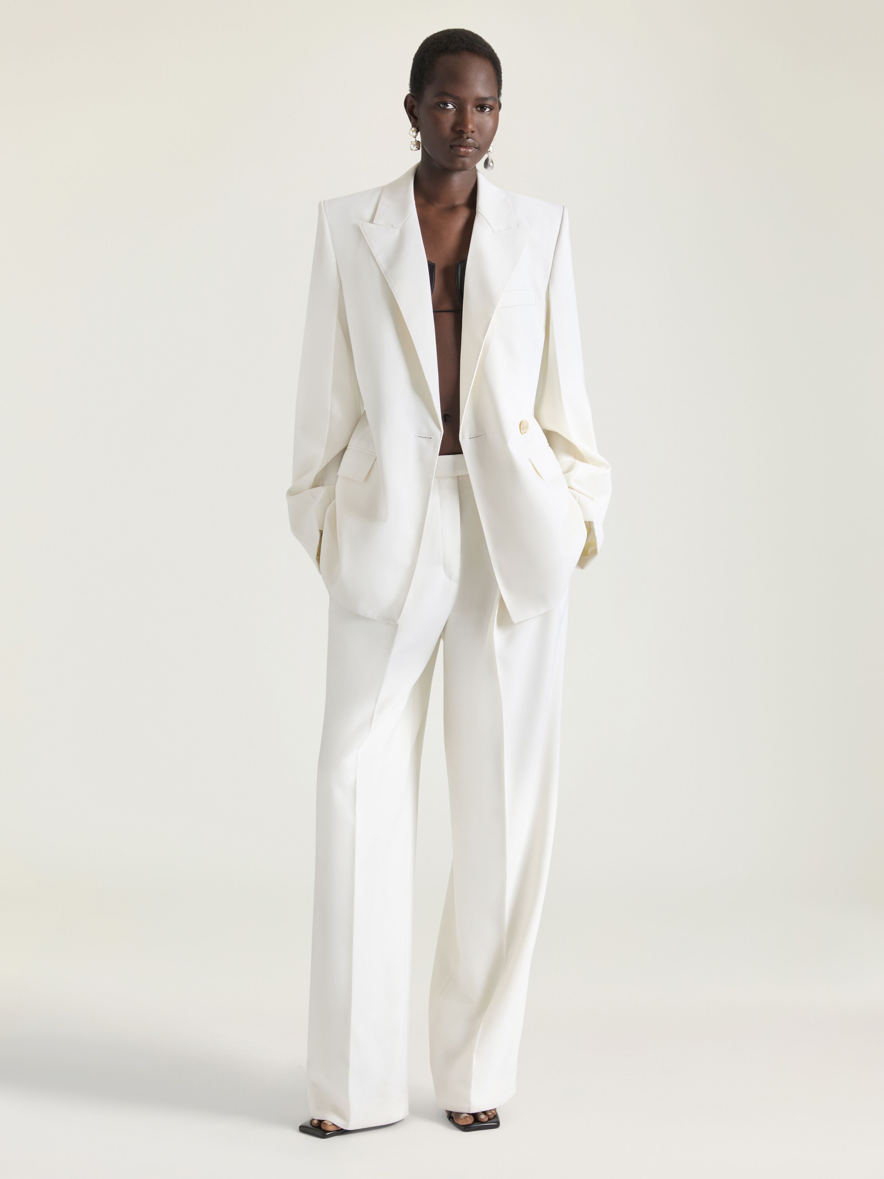 Double pleat pants in wool and mohair in - white - BW51AH10Q0-100