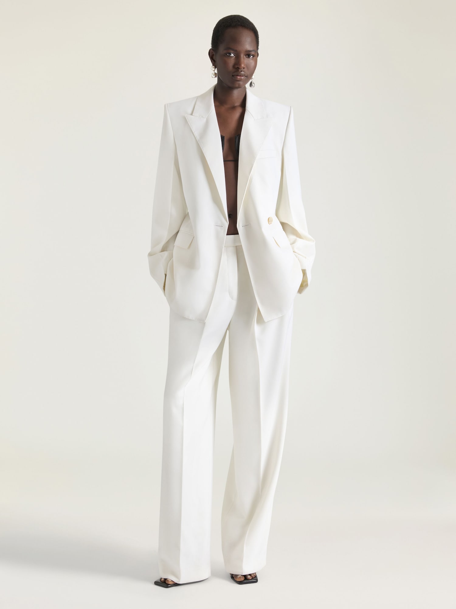 Double pleat pants in wool and mohair