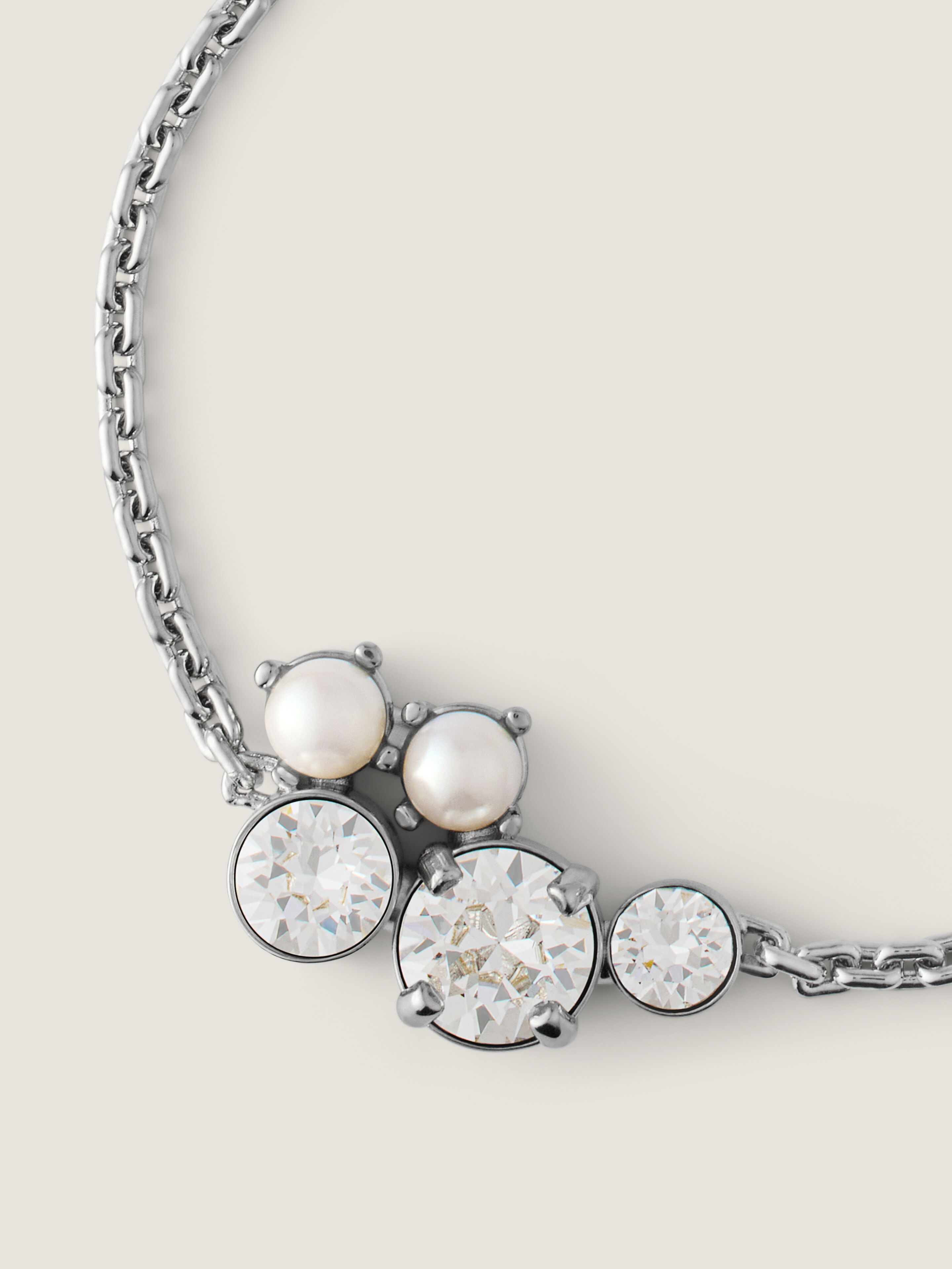 Crystal Pearl bracelet in metal, crystals and pearls in - white
