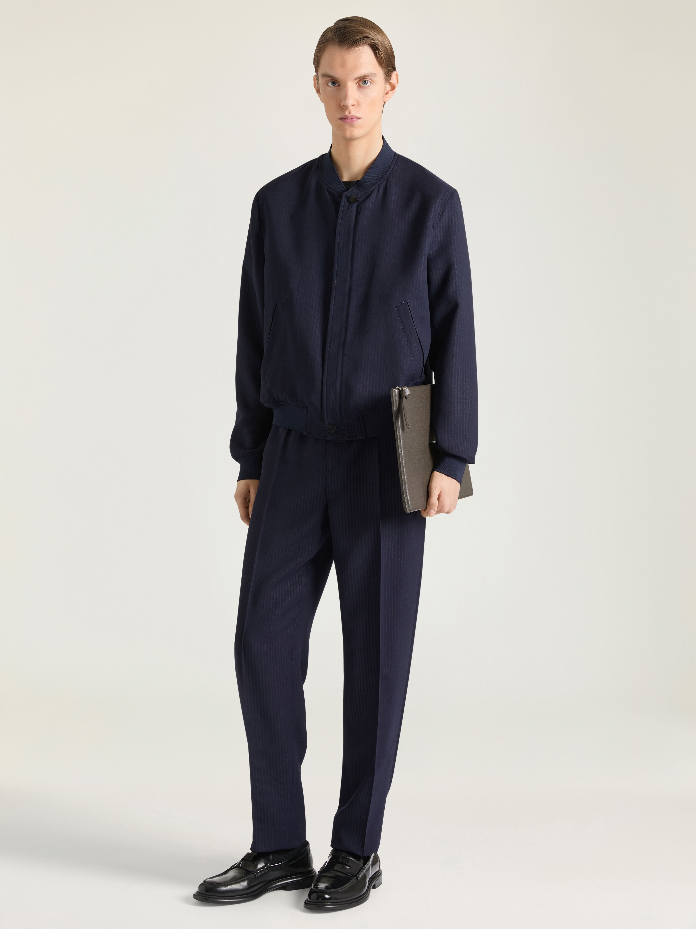 Striped blouson in wool in - white/navy - BM01JN1YLK-131 | Givenchy