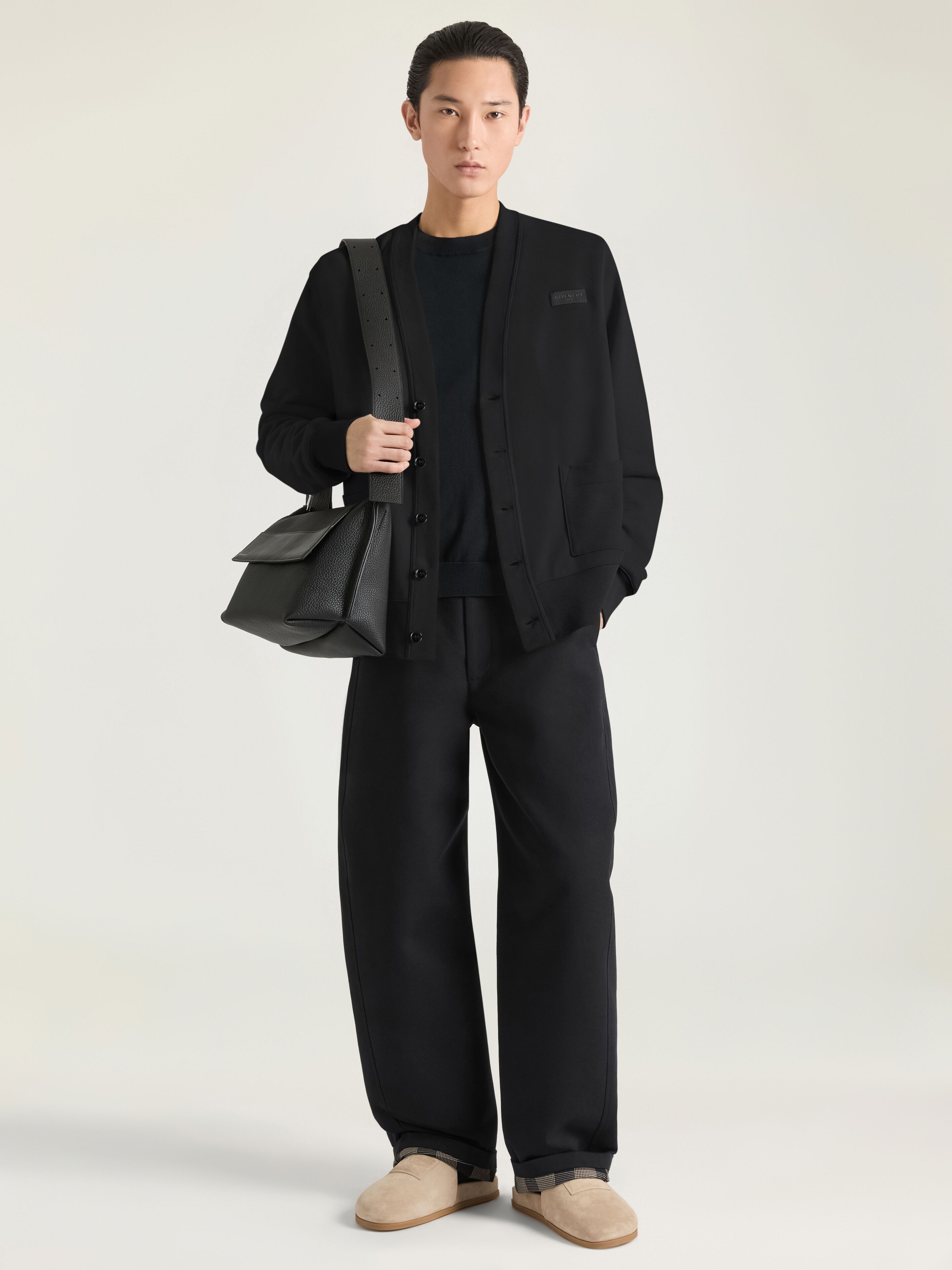Cardigan in cotton with Givenchy Paris gros grain in - black
