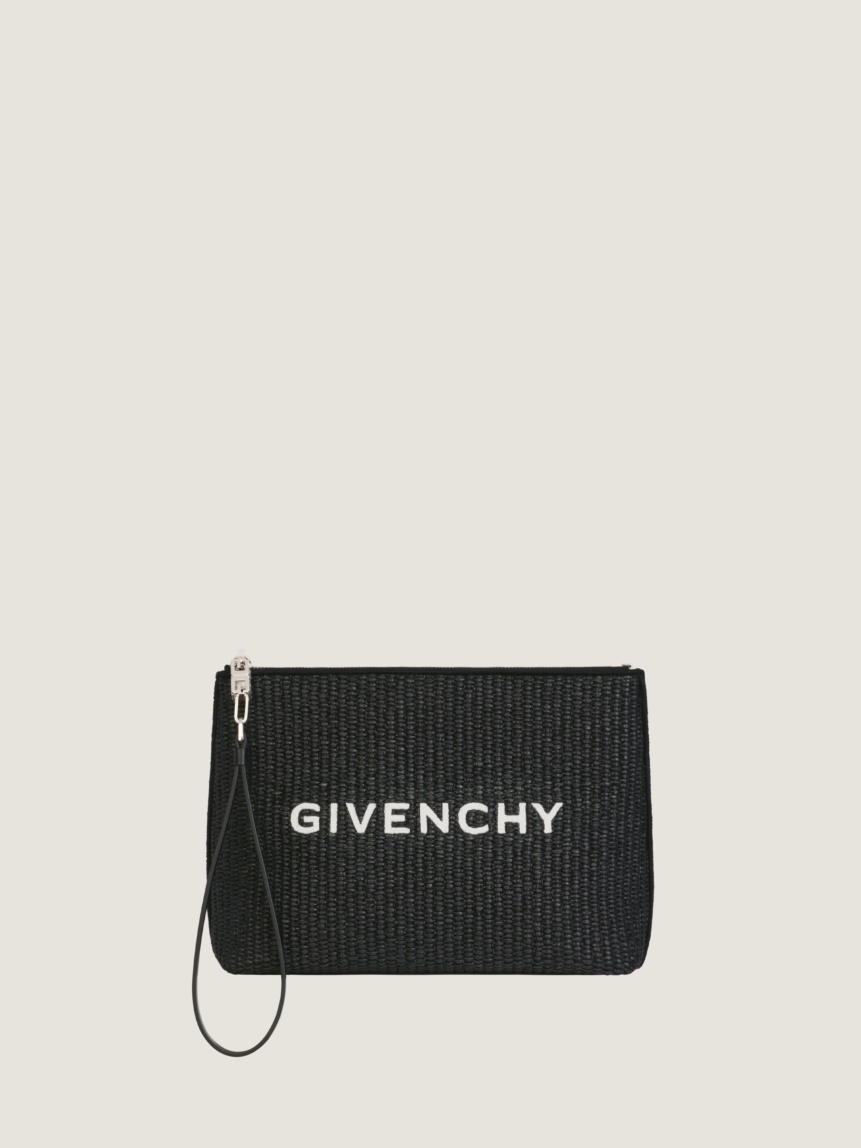 GIVENCHY travel pouch in raffia in - black | Givenchy US