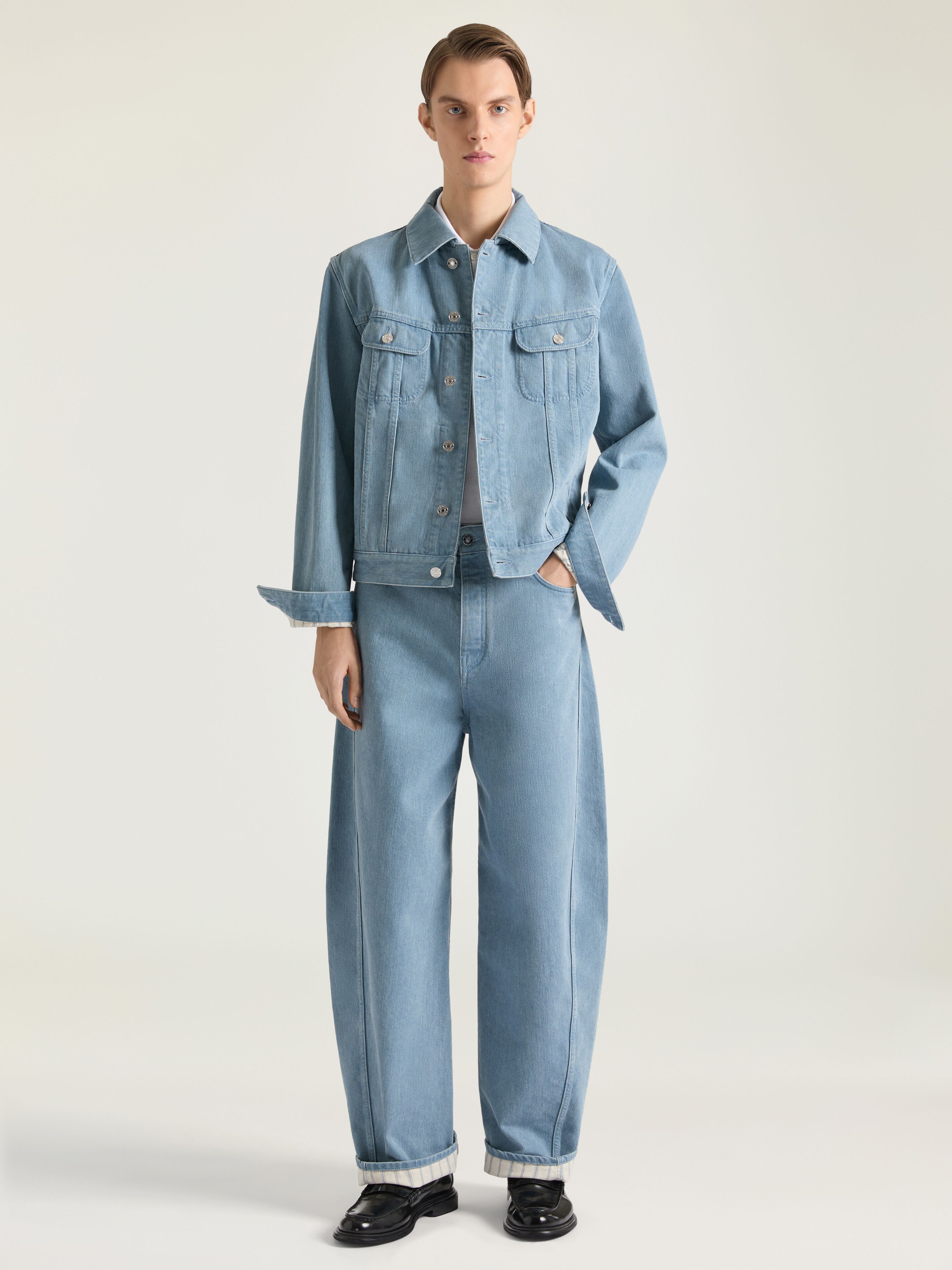 Couture Seam light blue jeans with striped reverse in - light blue