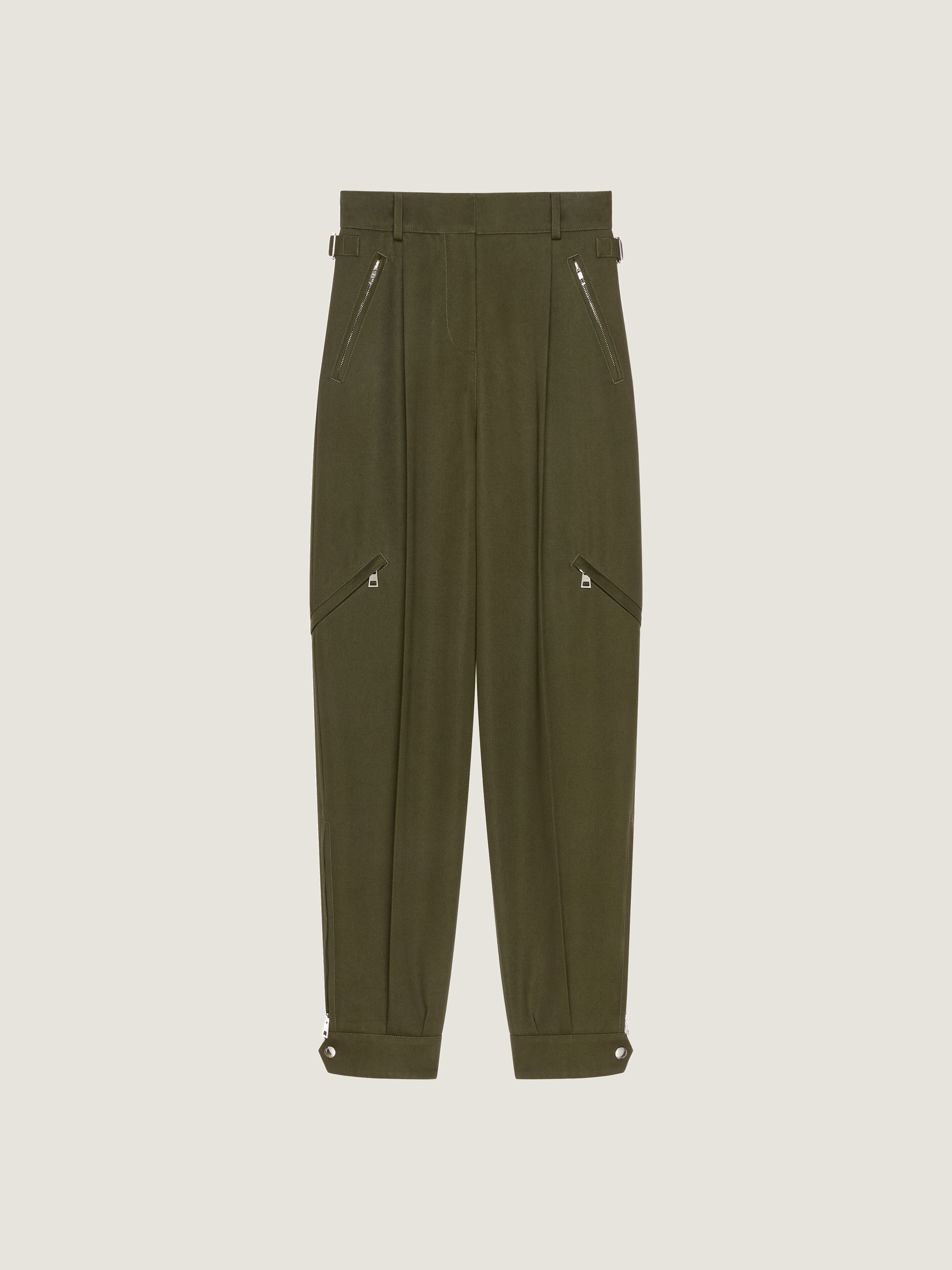 Givenchy Pantalon À Zips En Coton Et Laine In Green