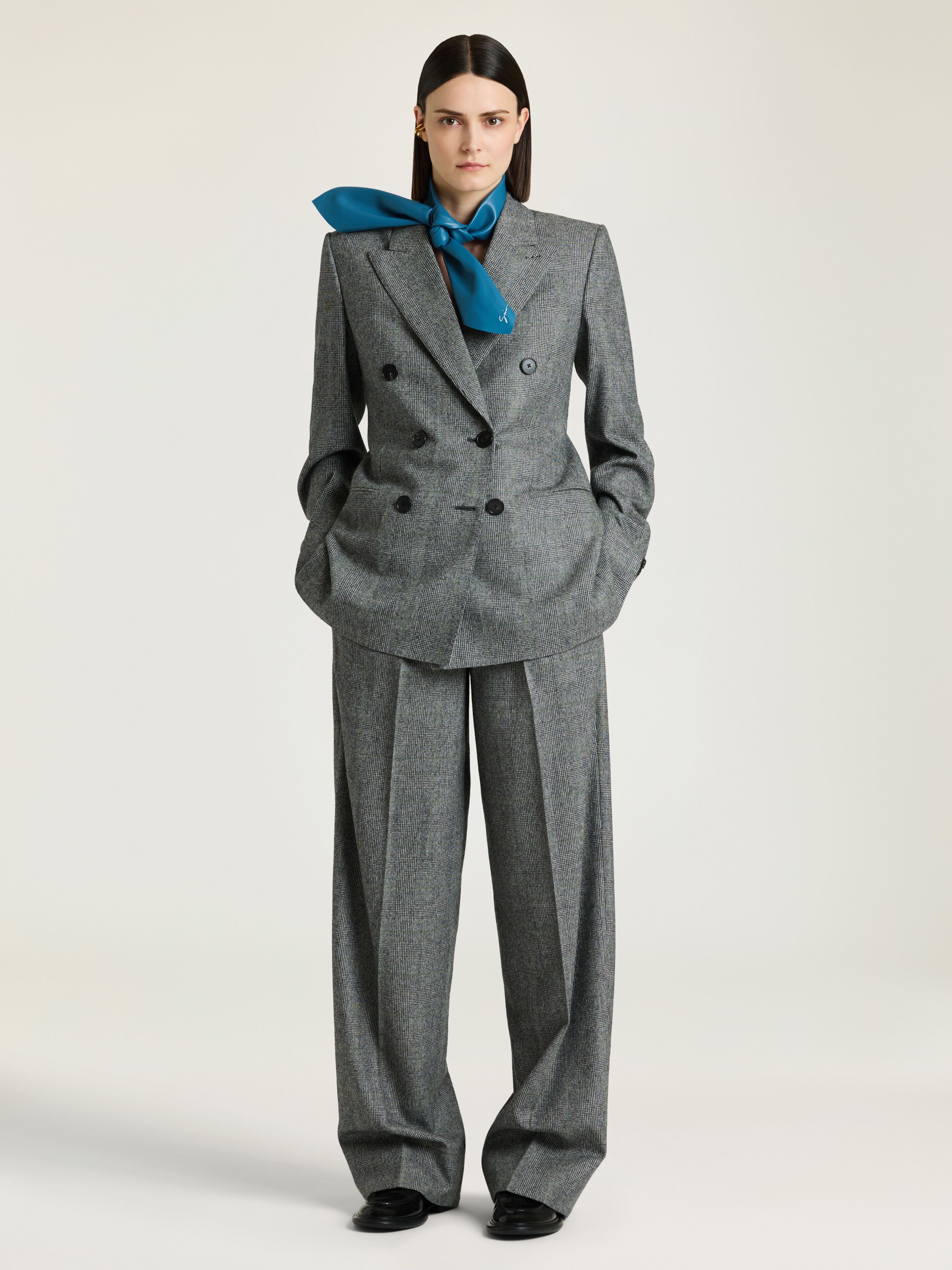 Double-breasted checked jacket in flannel in - grey mix