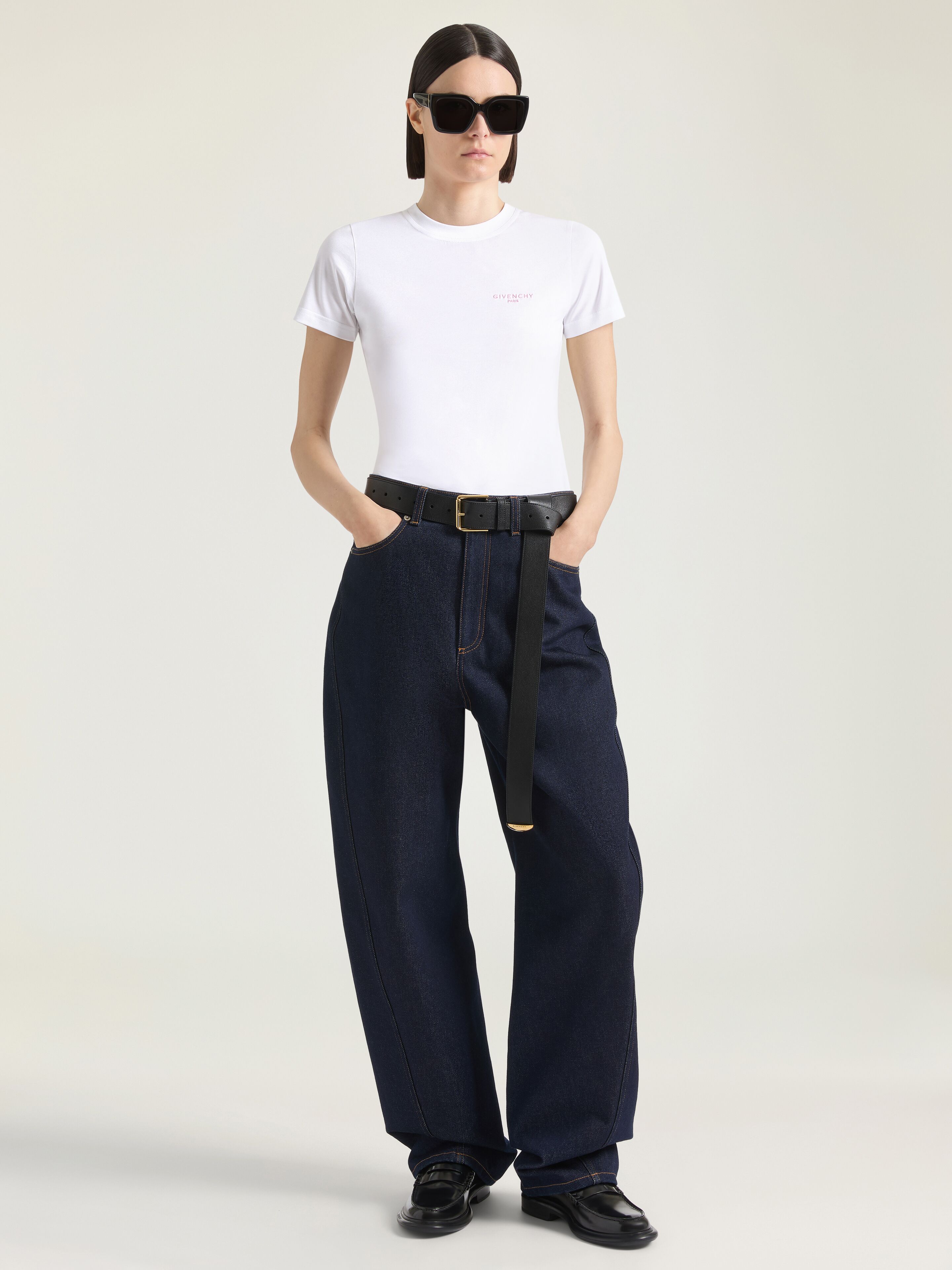 Slim t-shirt in cotton with Givenchy Paris embroidery in - white