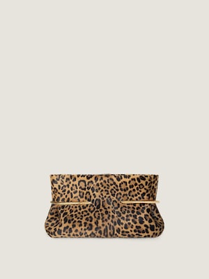 Pinch Soft clutch in leopard pony-effect leather