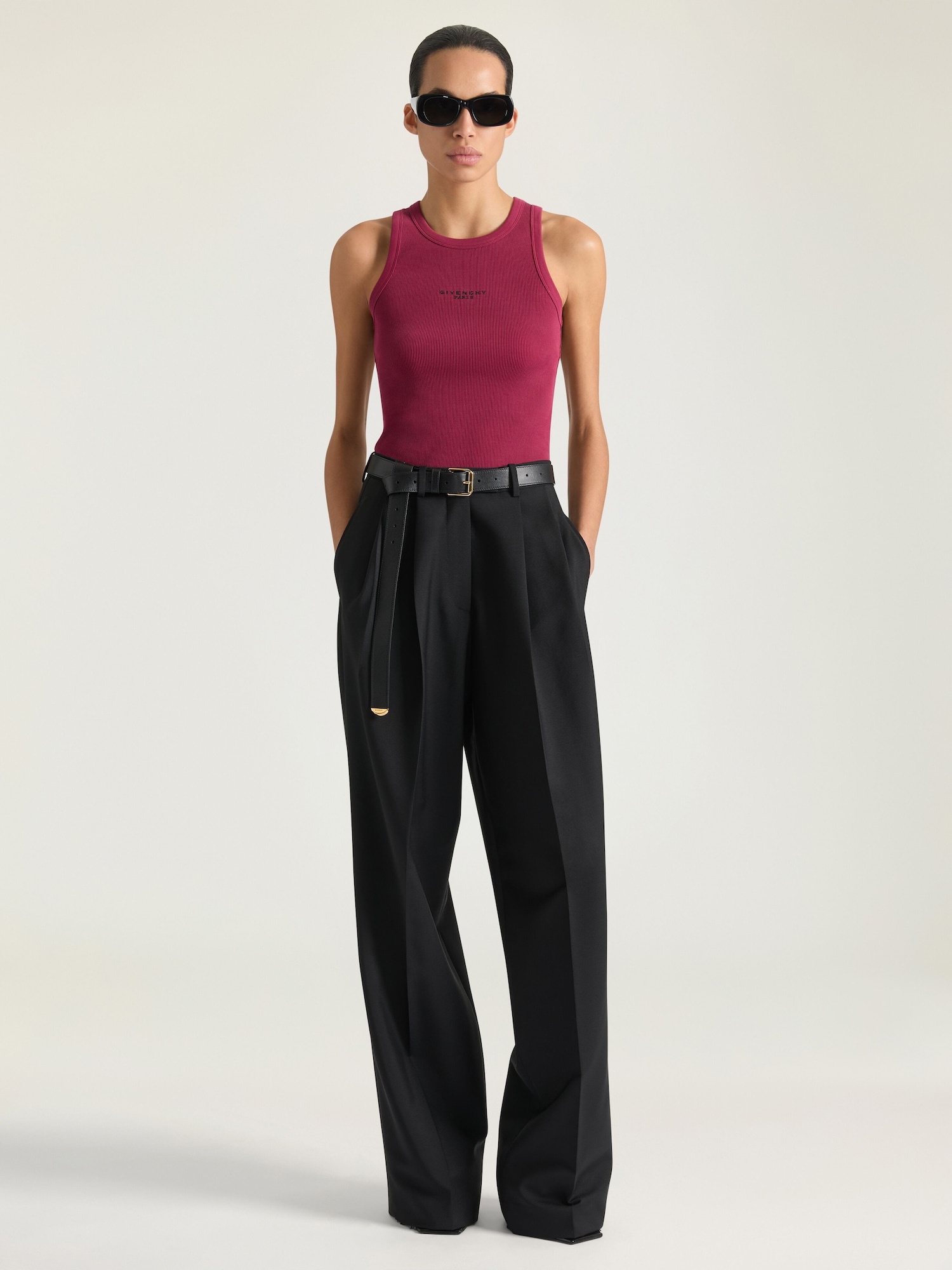 Slim fit tank top in cotton with Givenchy Paris print