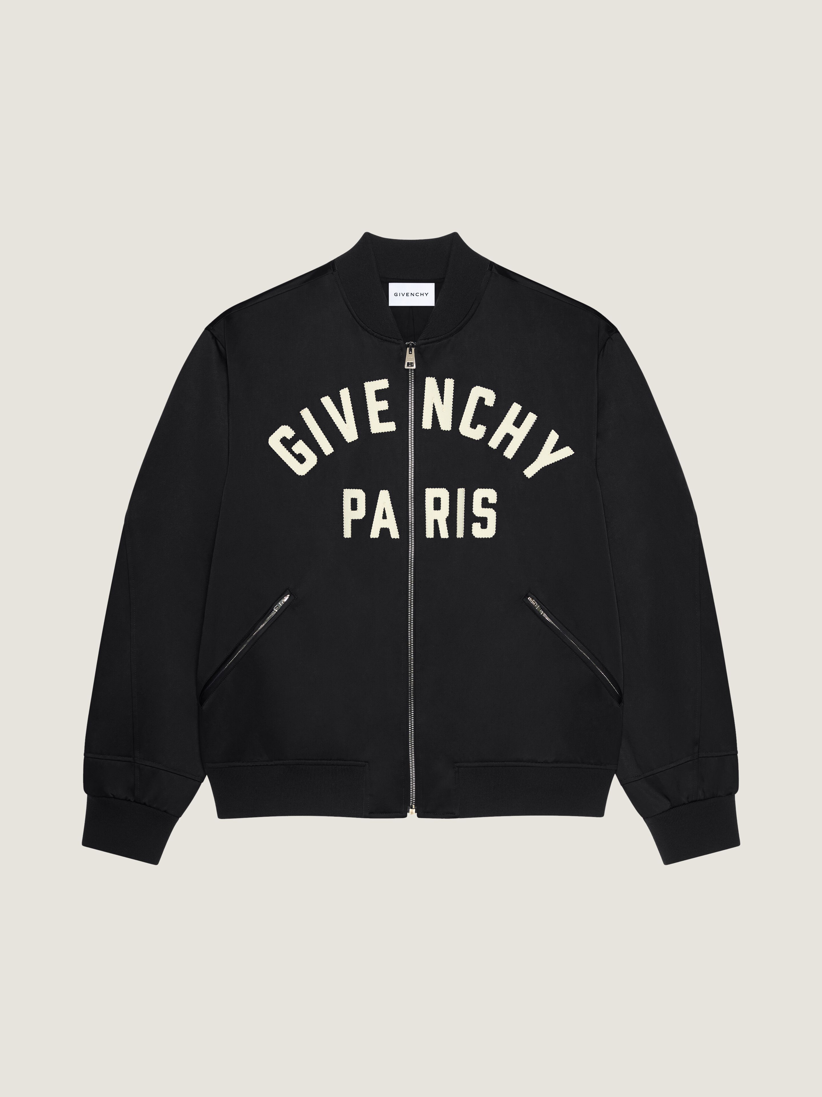 Couture Seam bomber in satin embroidered GIVENCHY Paris in - black