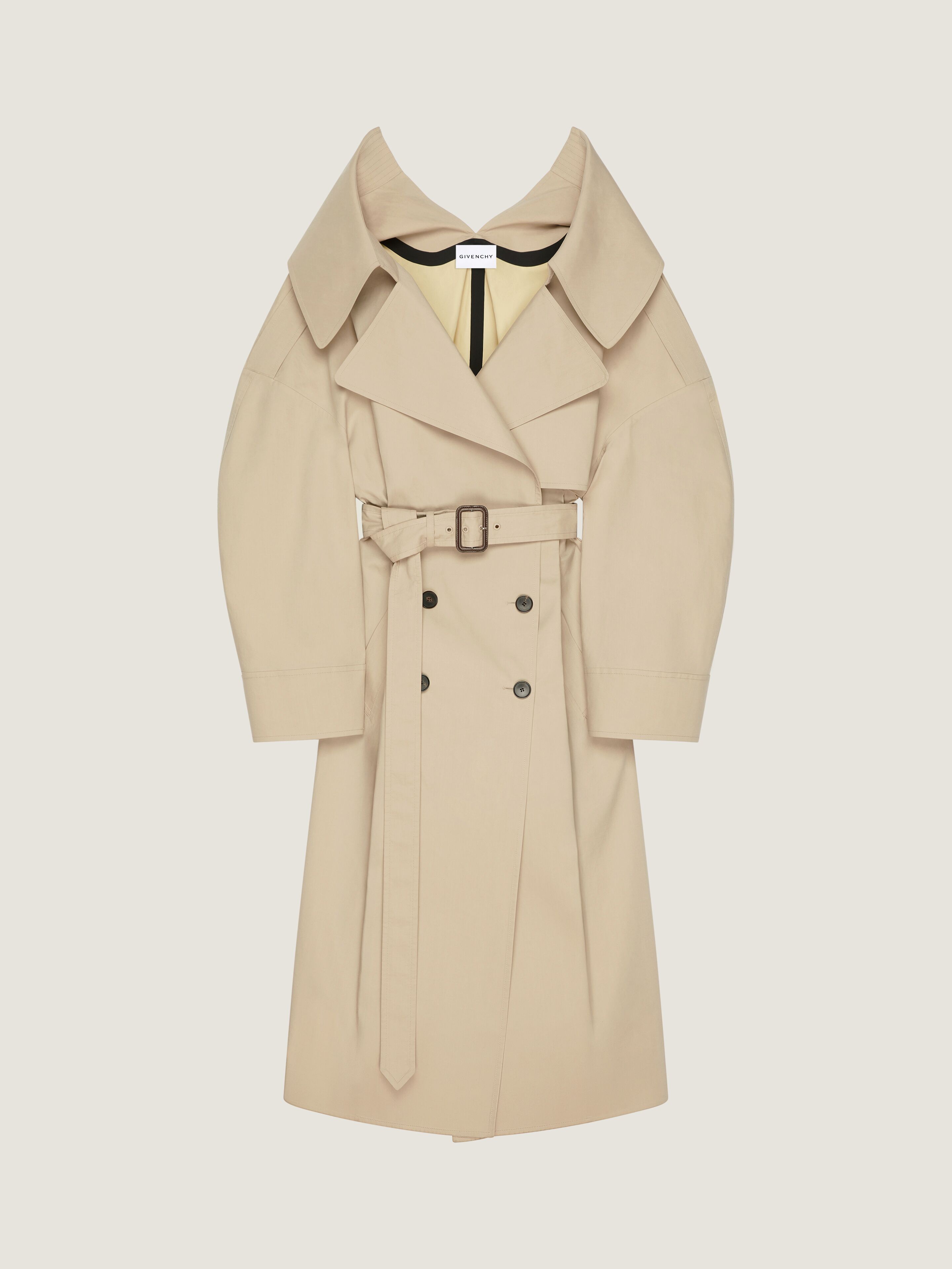 Givenchy Slashed Long Trench In Cotton In Multi