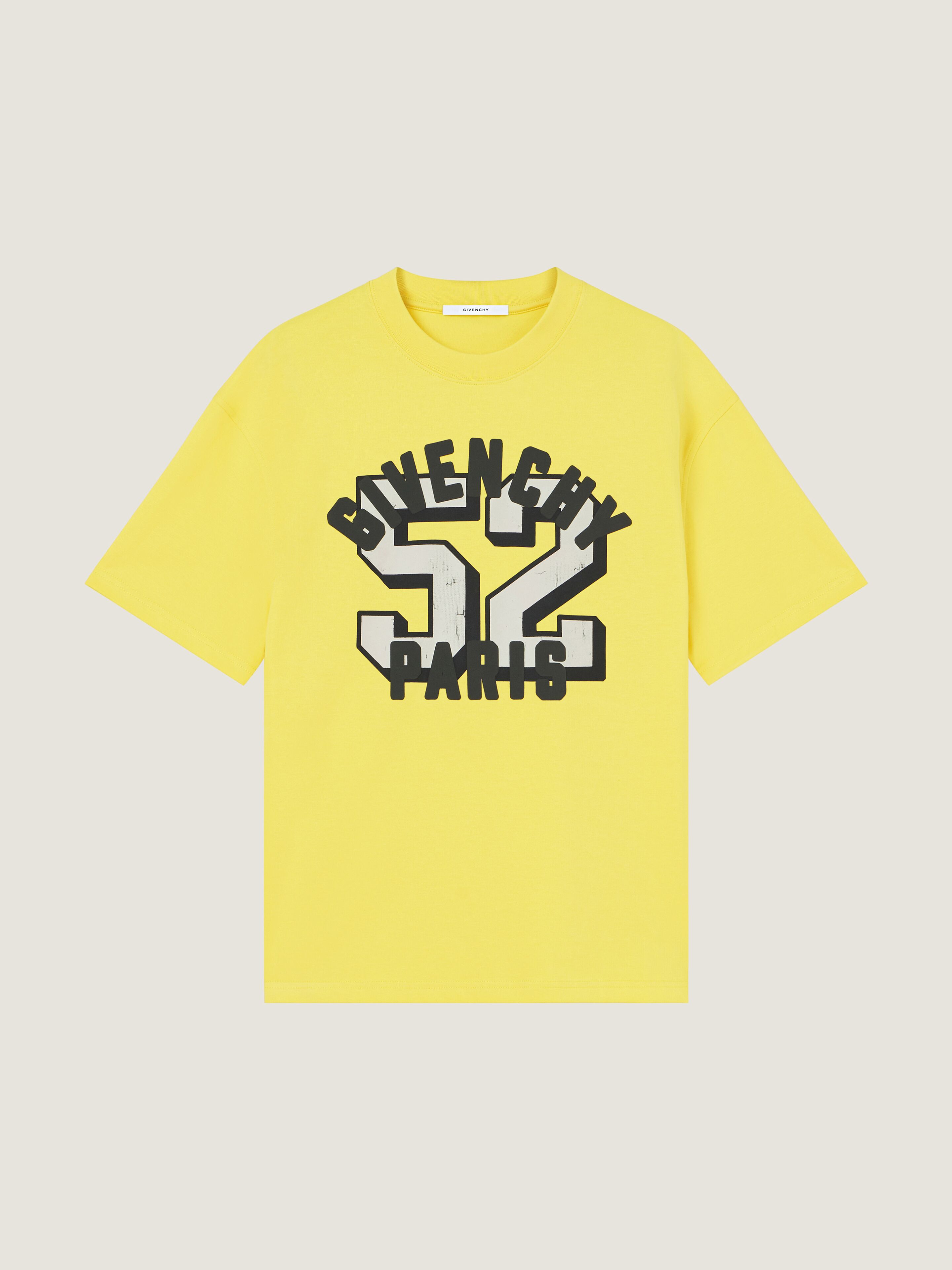 Boxy-fit t-shirt in cotton with Givenchy Paris 52 print | Givenchy