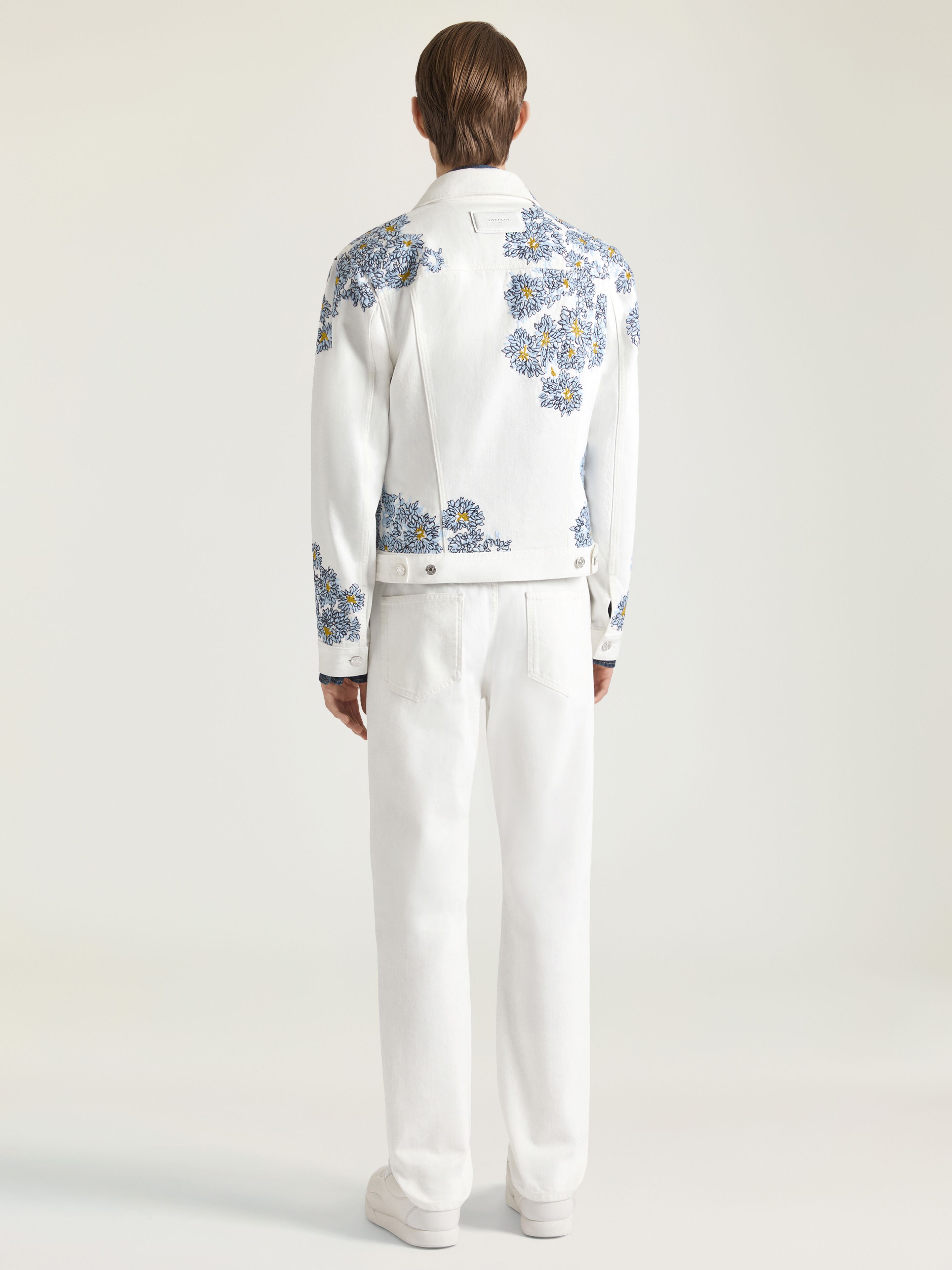 Jacket in white denim with Pompom embroidery in - multicolored