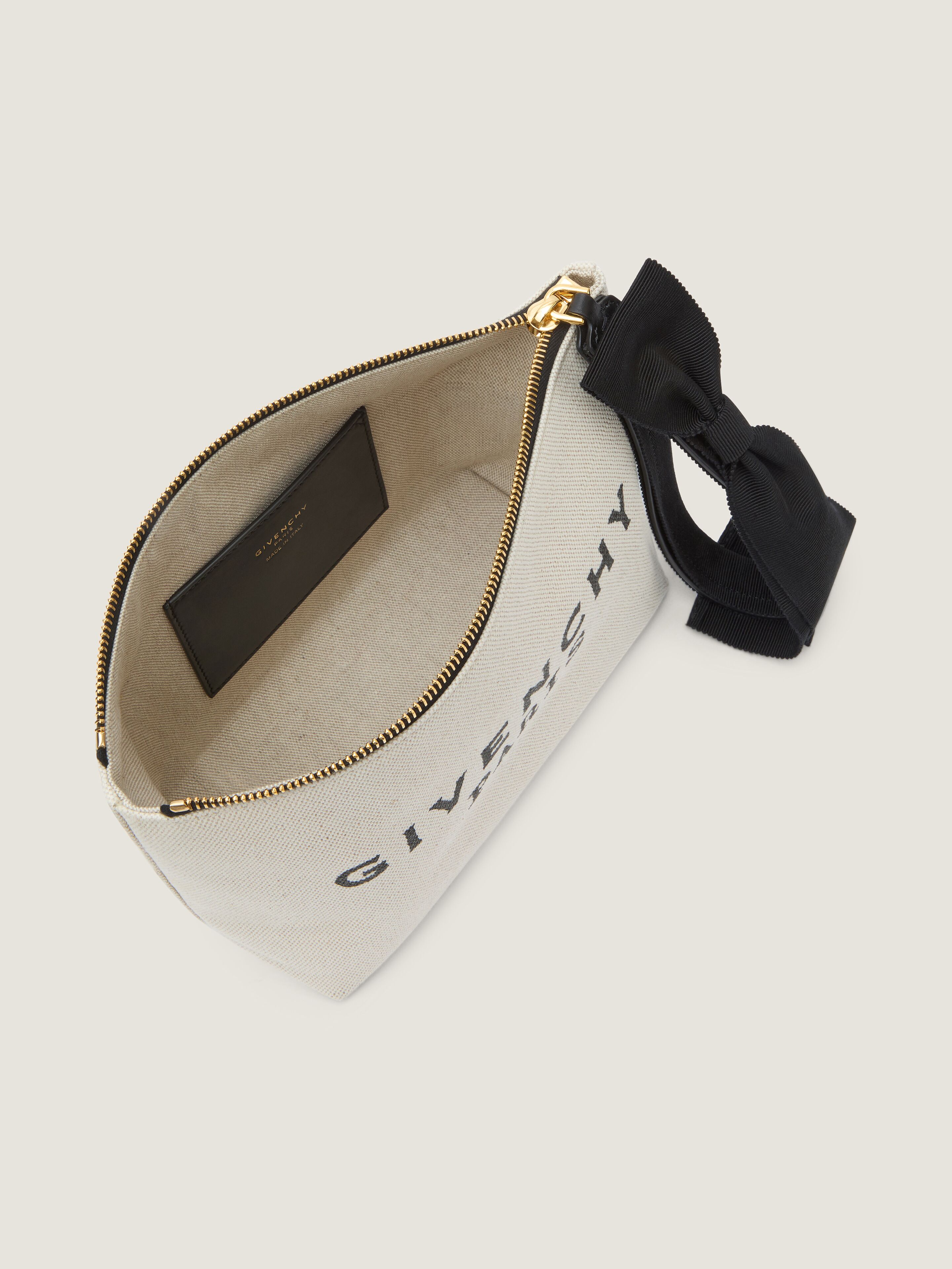 Small GIVENCHY pouch in canvas with bow in - beige/black