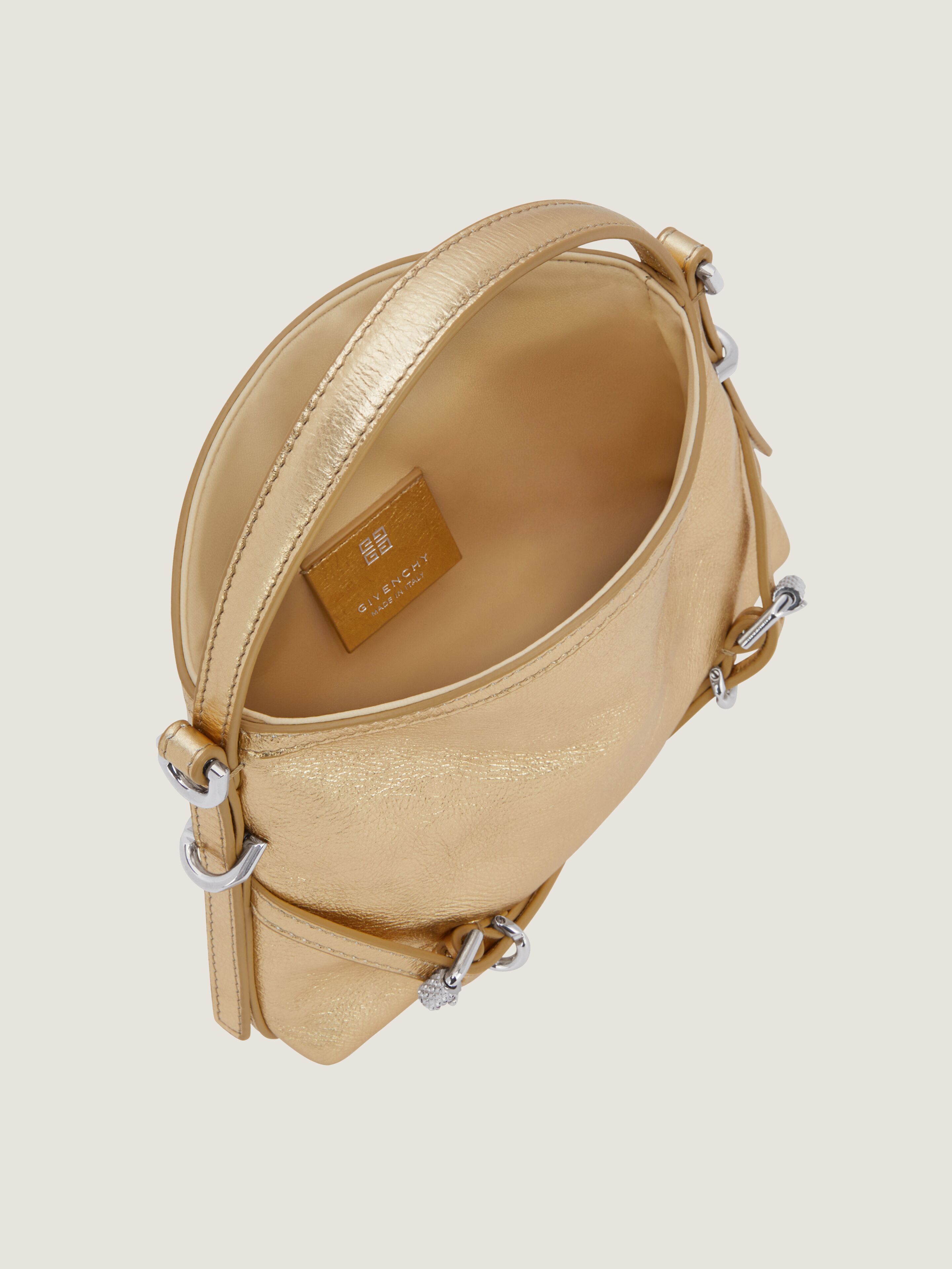 Nano Voyou bag in laminated leather in - golden sand