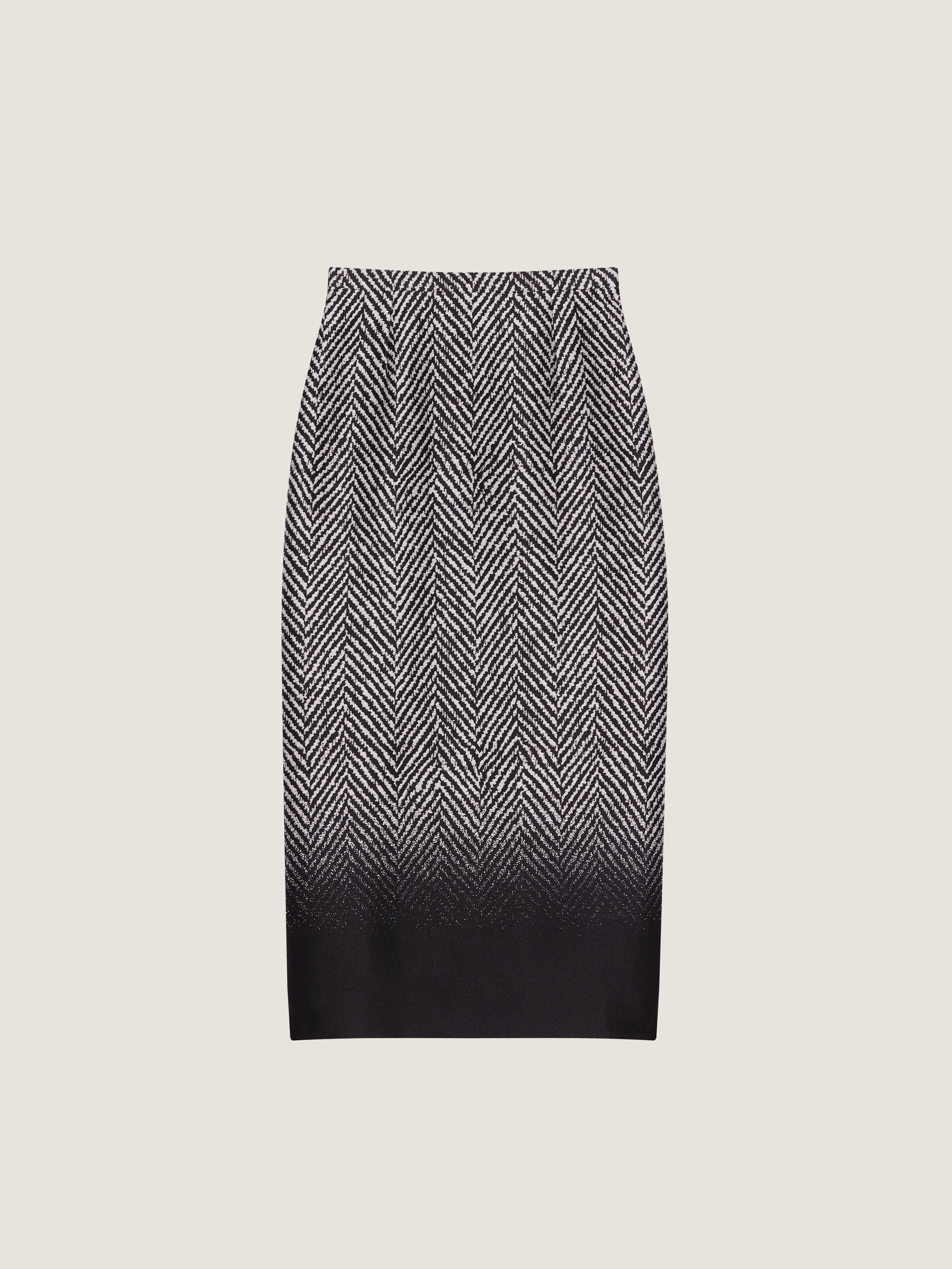 Givenchy Midi Pencil Skirt In Wool Silk Herringbone In Gray