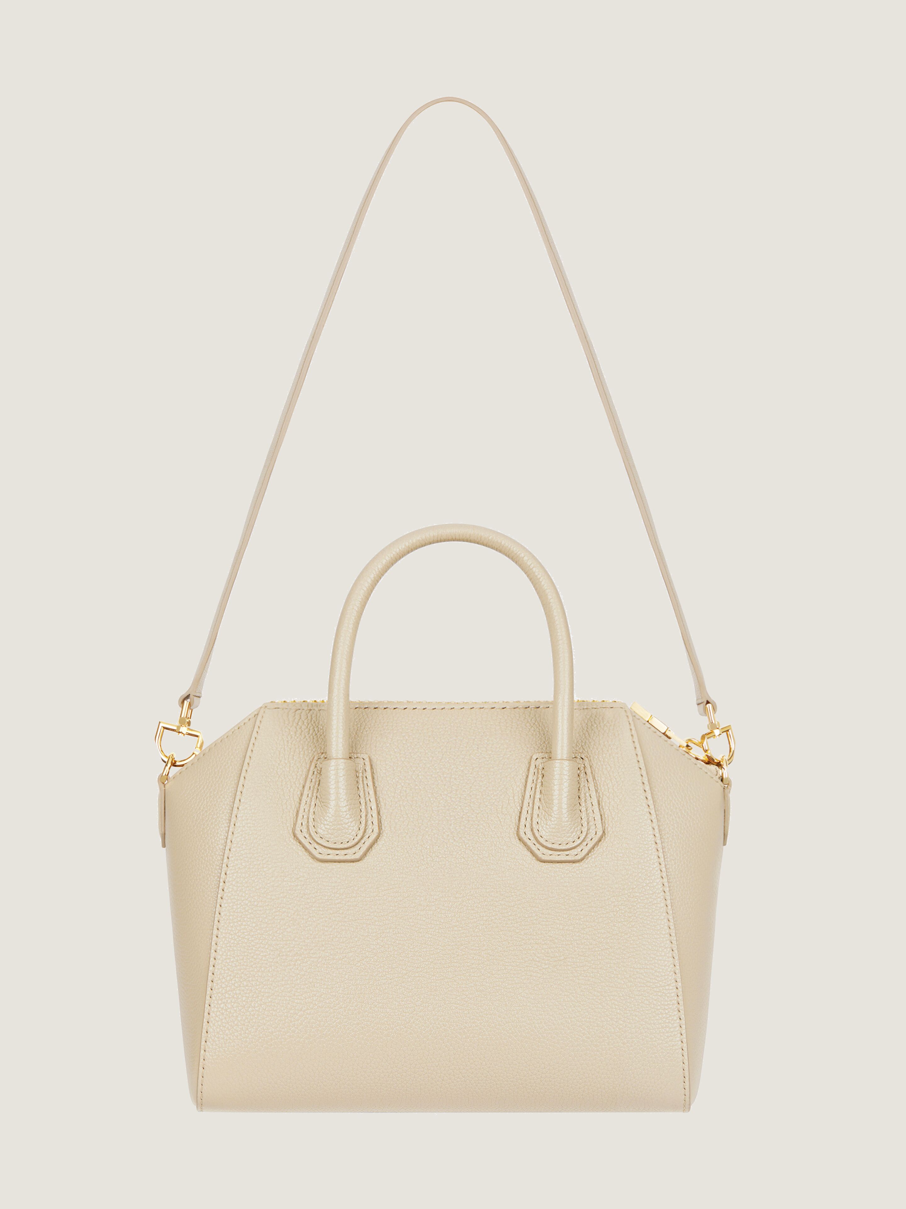 Small Antigona bag in grained leather in - natural beige