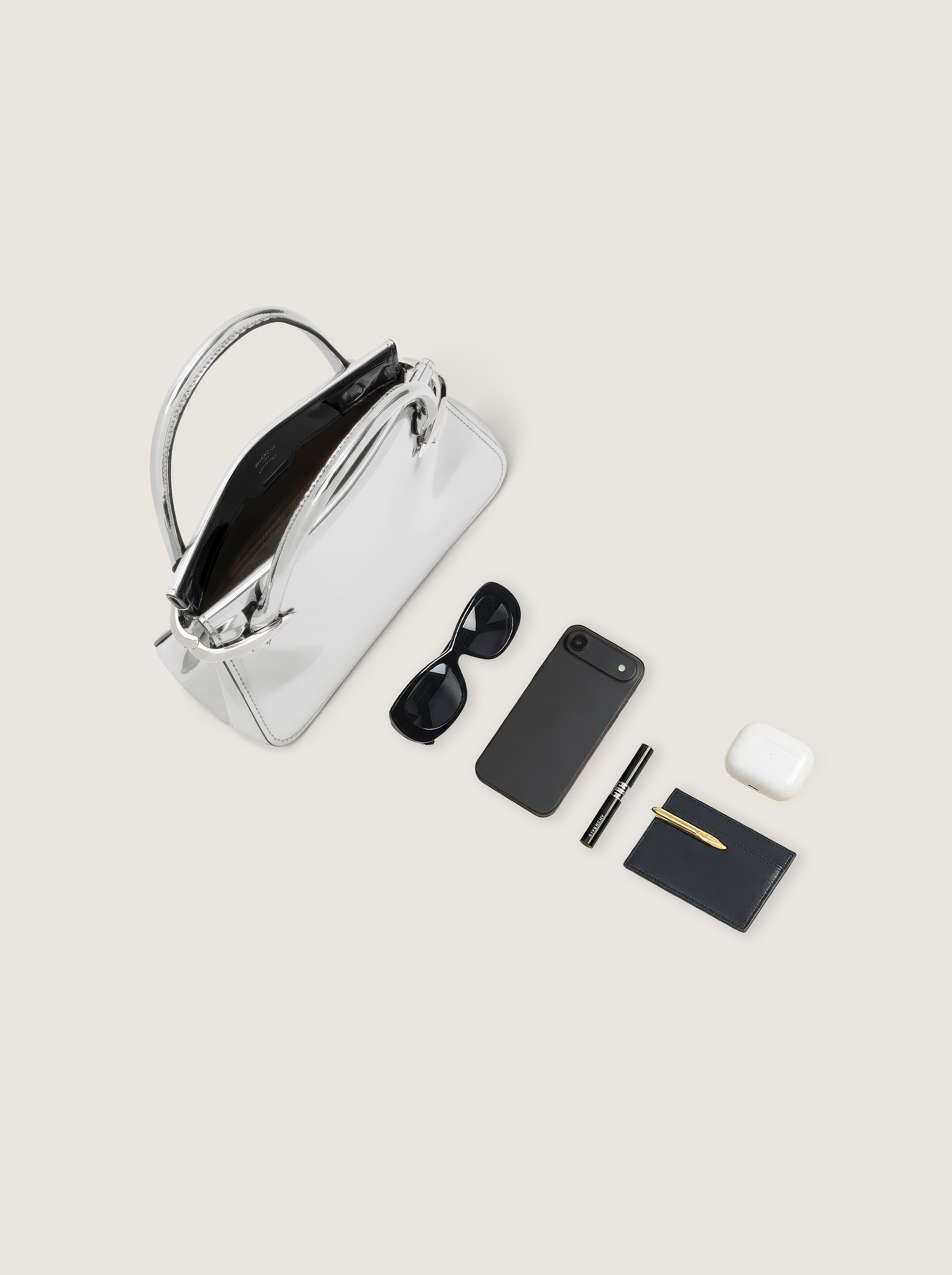 Mini Pinch bag in mirror effect leather in - silvery - BB515JB2CZ