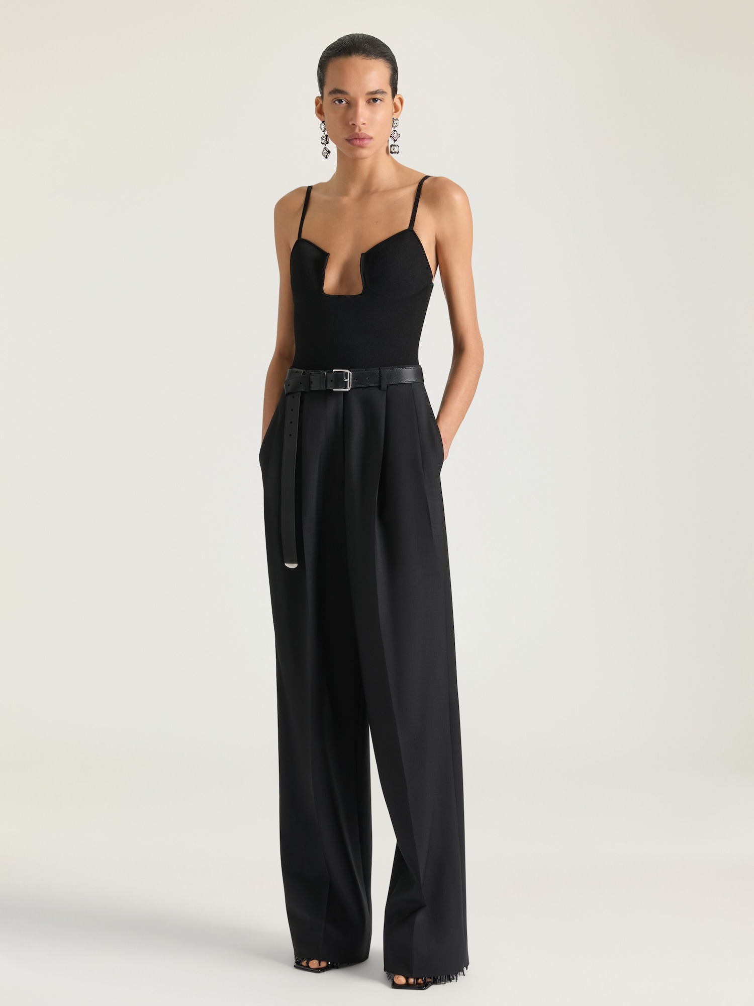 Cutaway bodysuit in engineered knit