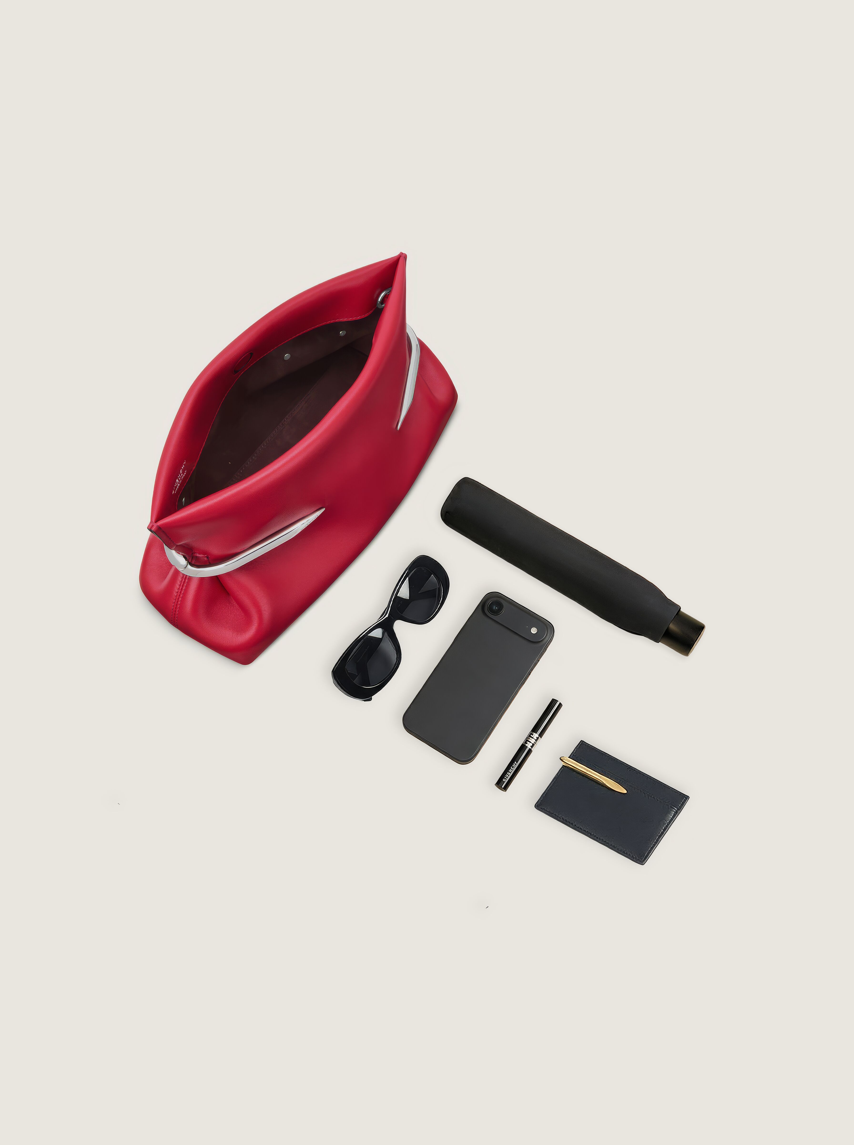 Pinch Soft clutch in nappa leather in - equestrian red