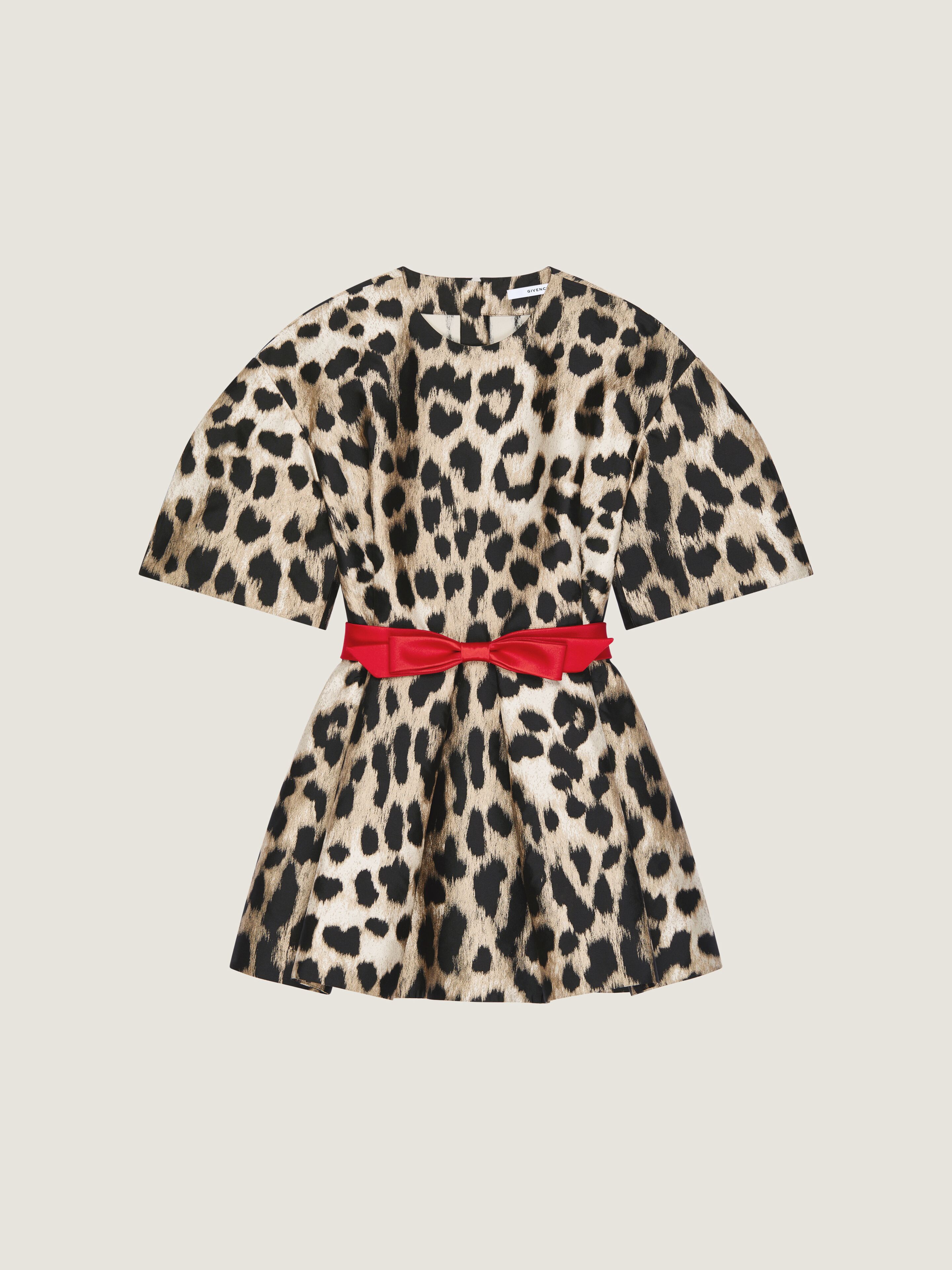Givenchy Cocoon Mini Dress In Leopard Jacquard In Sand