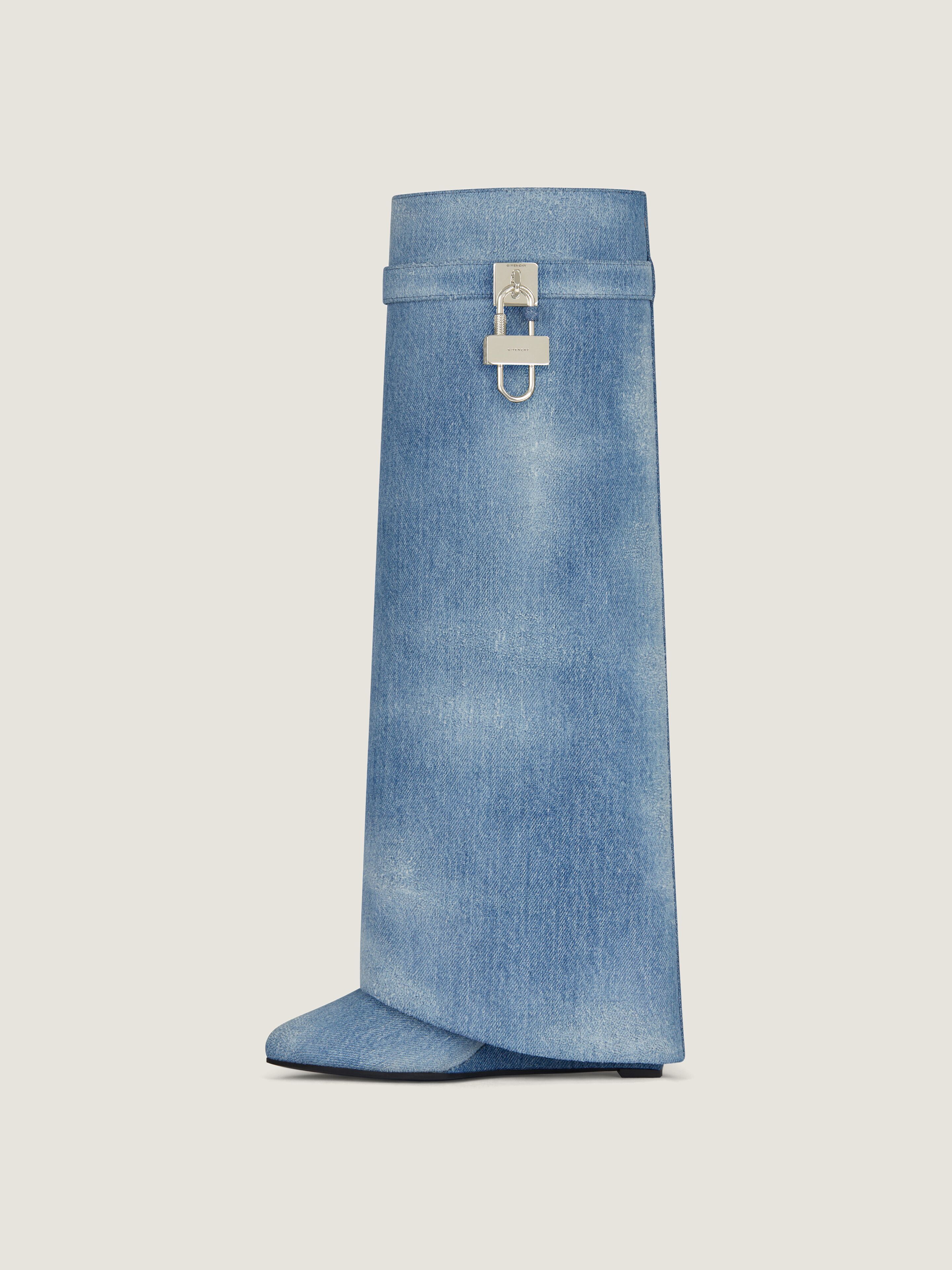 Shark Lock boots in washed denim in - medium blue medium