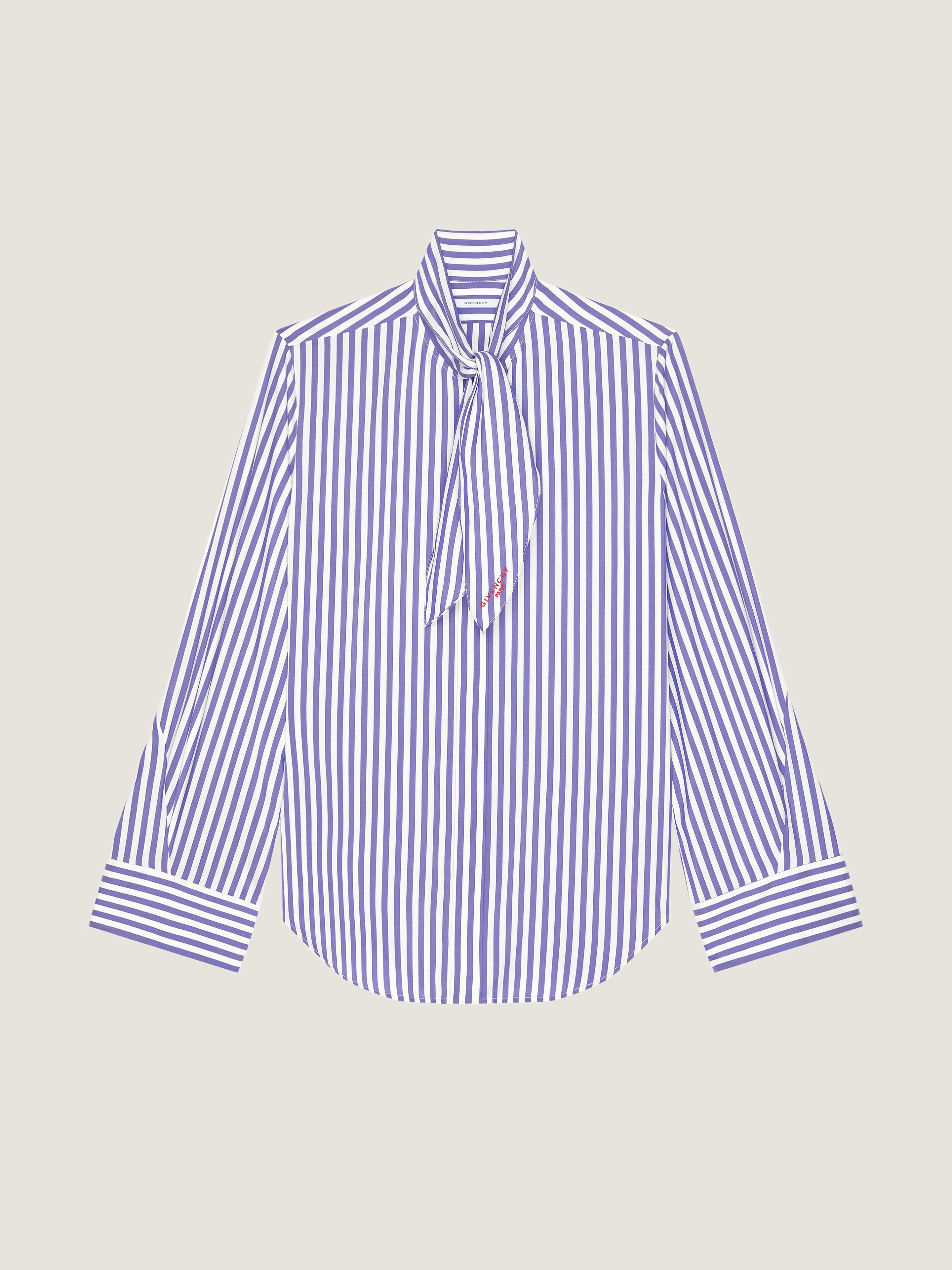 Givenchy Cocoon Striped Shirt In Silk With Bow In Multi